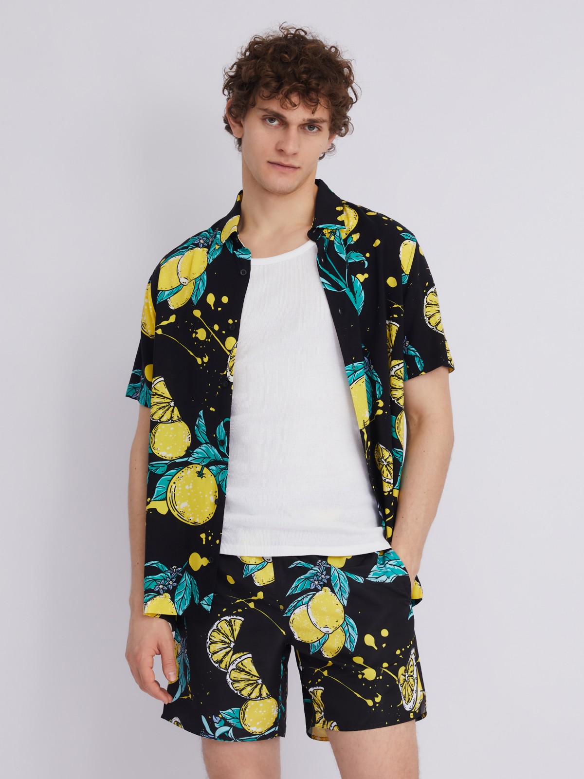 Плавательные шорты на резинке с принтом