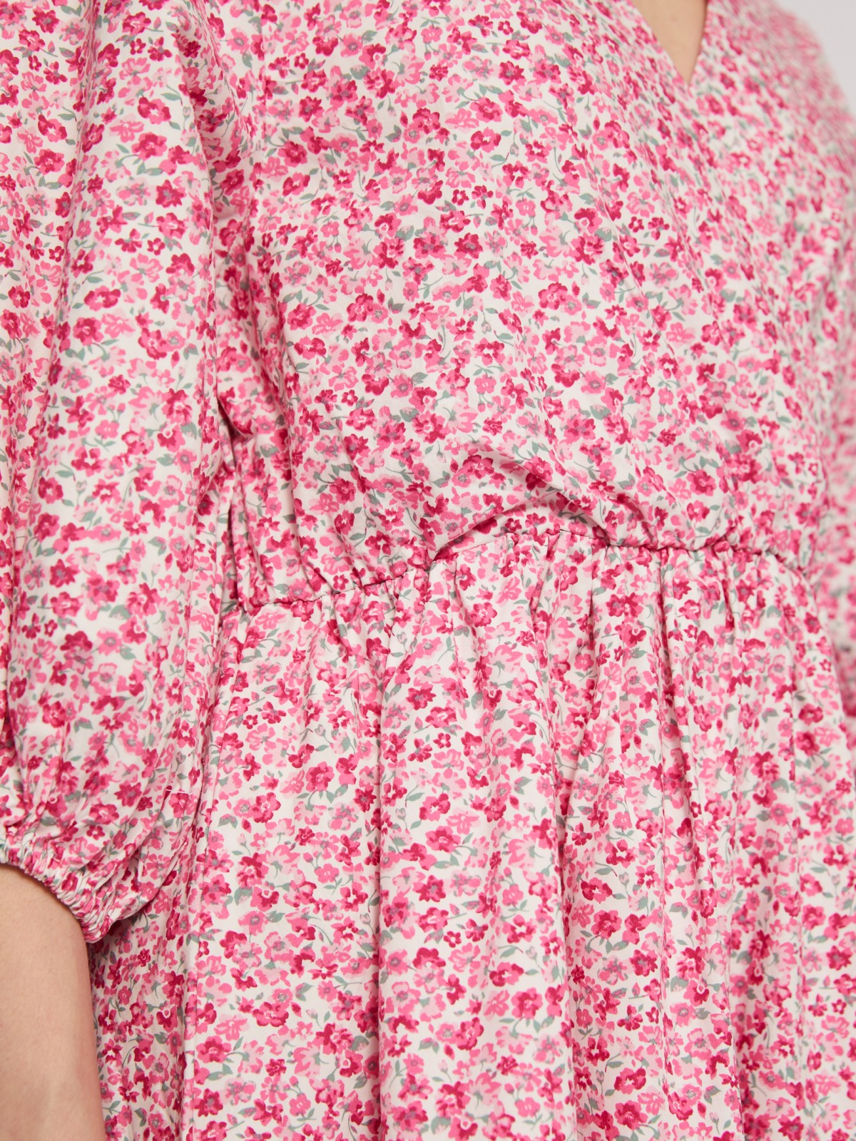 Платье мини из хлопка на резинке zolla 024228259023, цвет розовый, размер XS - фото 5