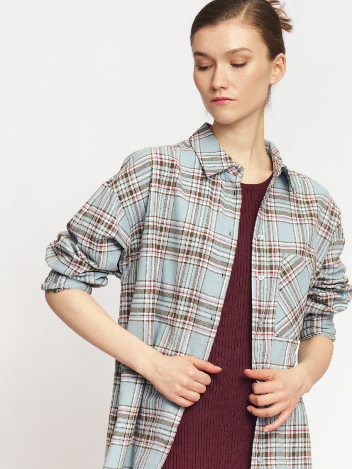 Фланелевая рубашка из хлопка в клетку