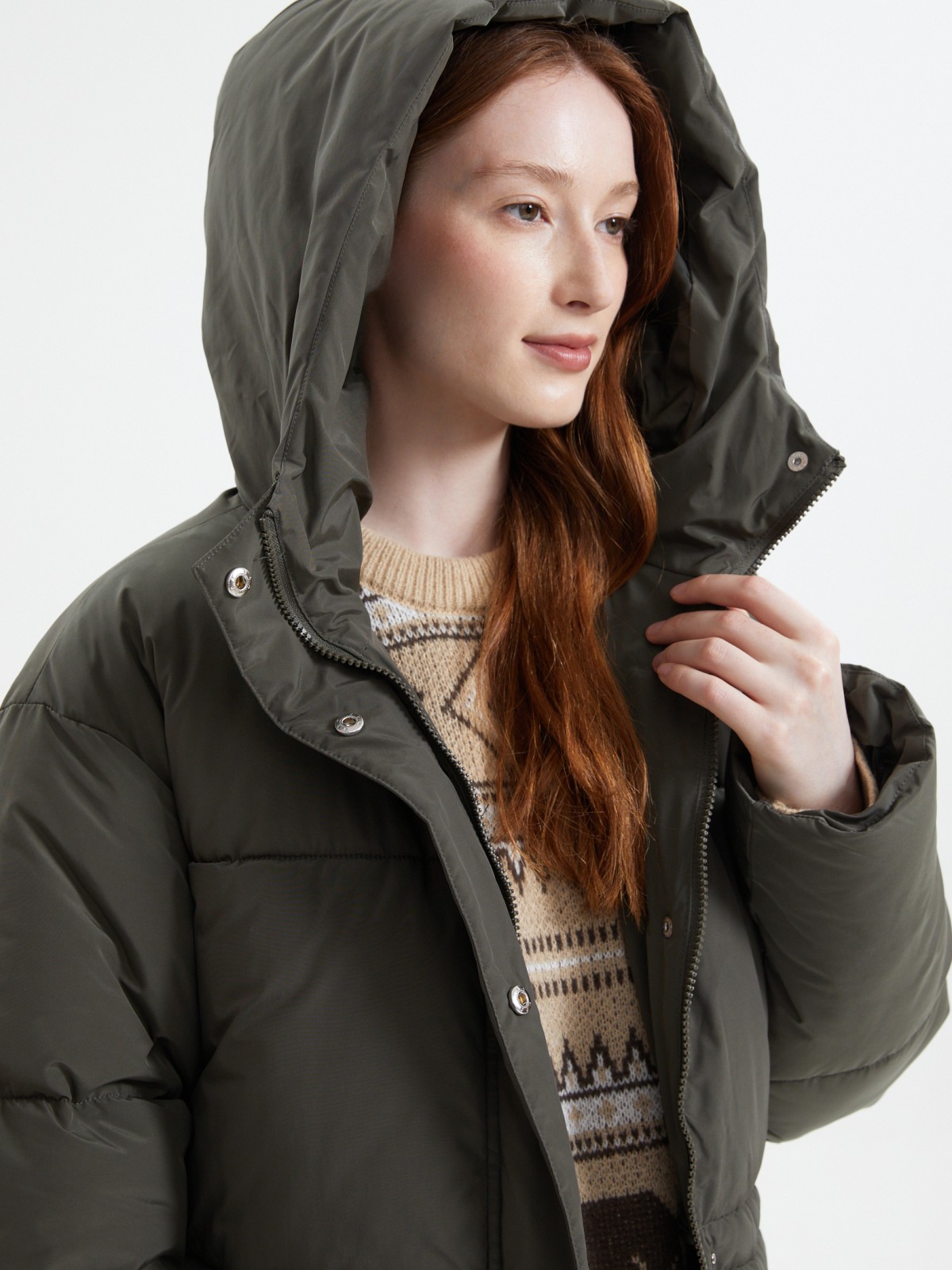 Тёплая куртка с капюшоном и кулиской