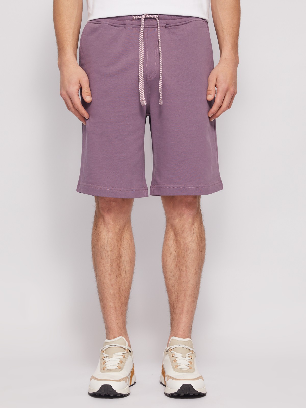 Трикотажные шорты из хлопка на резинке zolla фиолетового цвета