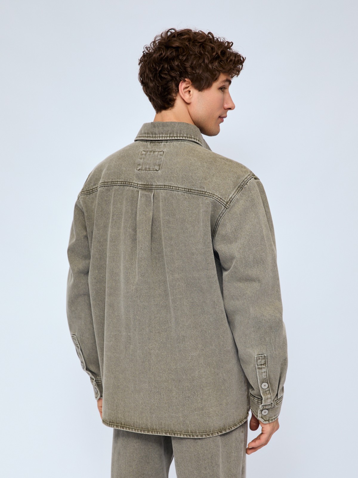 Джинсовая куртка-рубашка из хлопка на кнопках