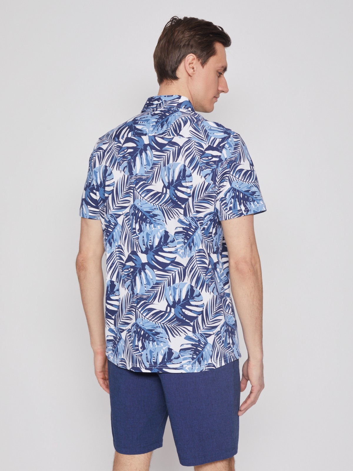 Рубашка с тропическим принтом zolla 212252259051, цвет белый, размер S - фото 2