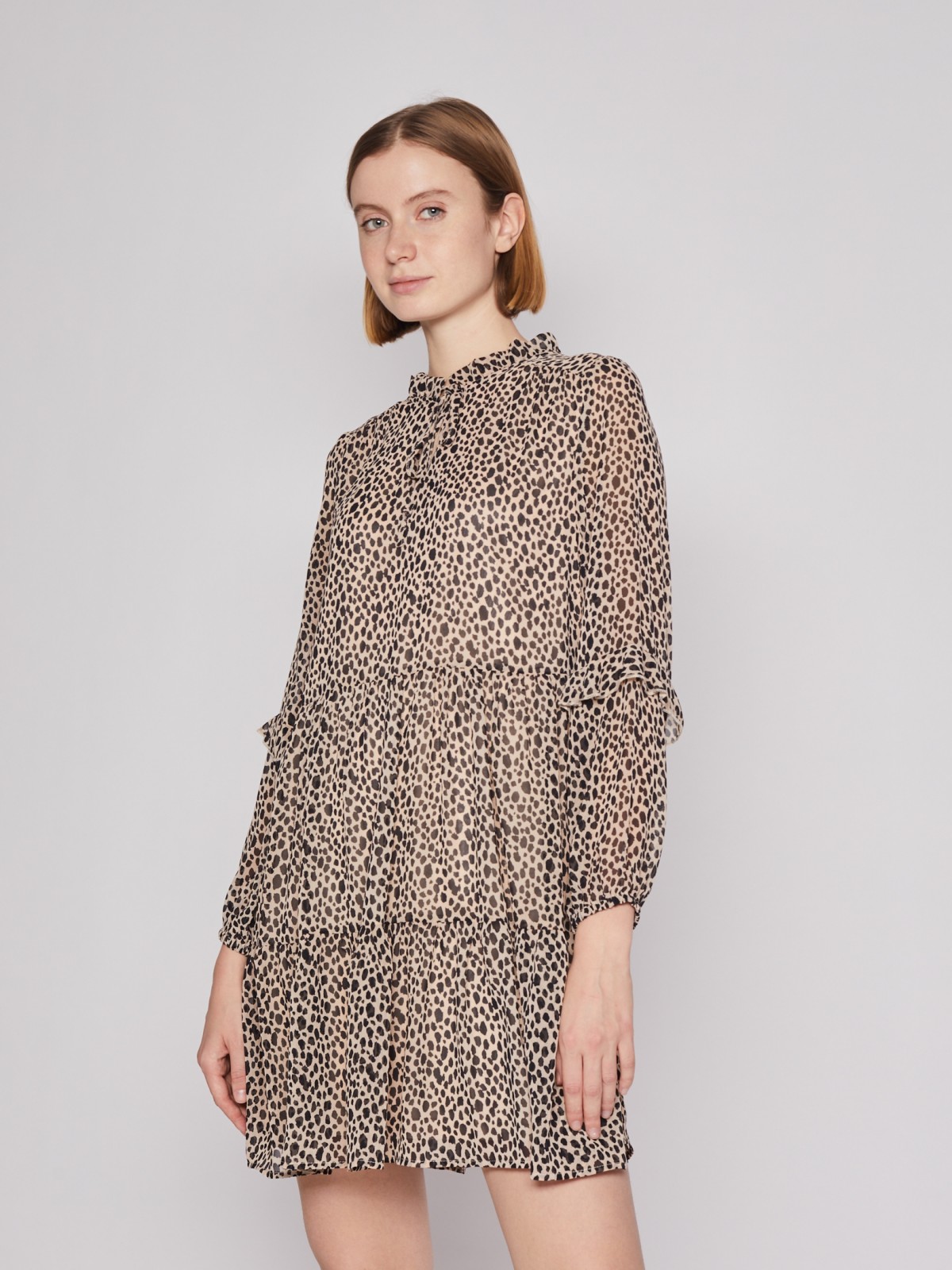 Шифоновое платье с леопардовым принтом