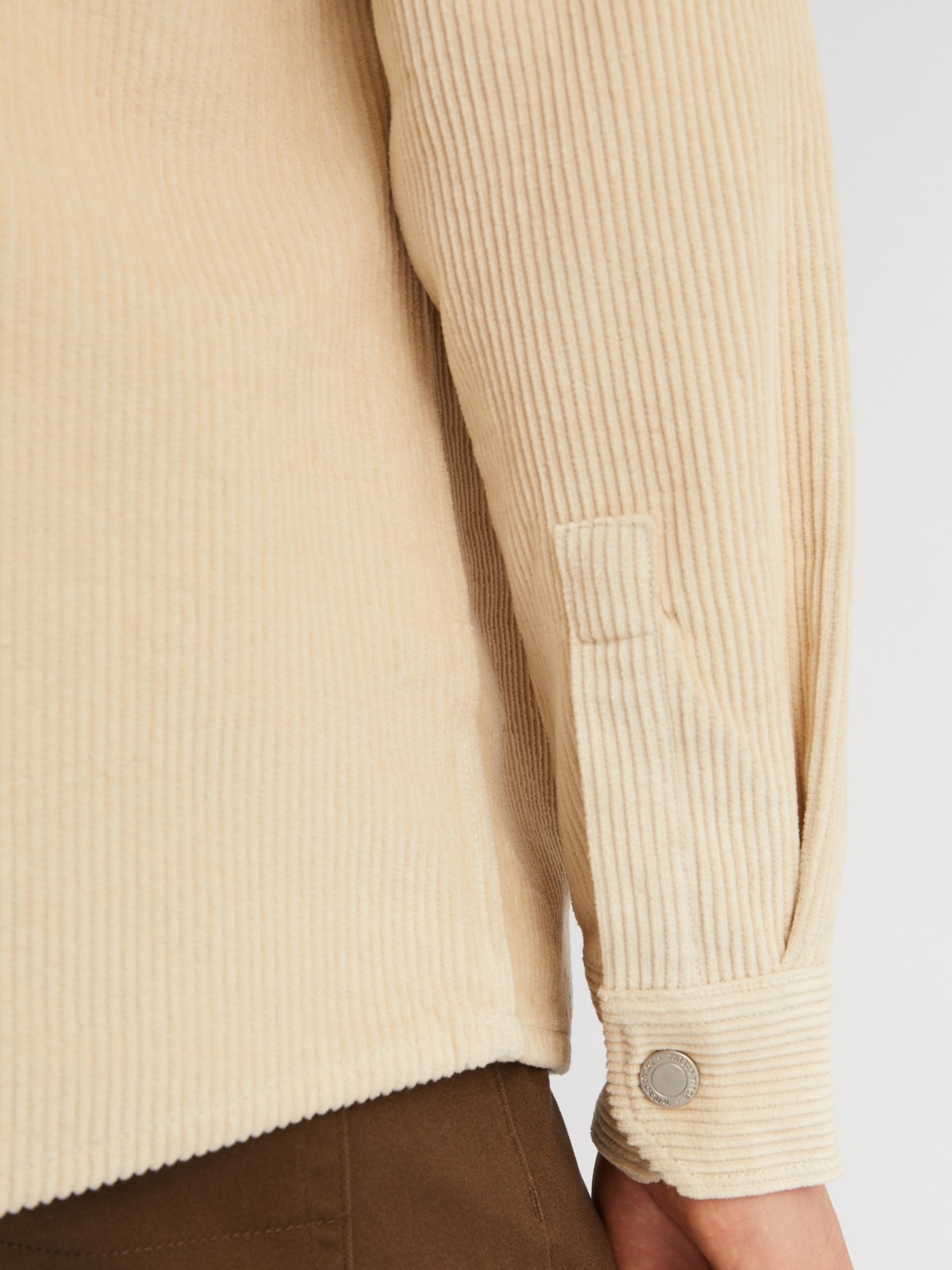 Вельветовая куртка-рубашка из хлопка с длинным рукавом zolla 21342214R041, цвет горчичный, размер M - фото 6