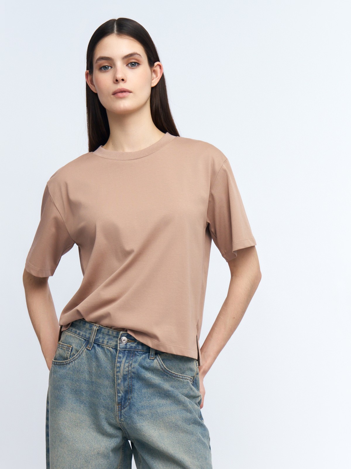 Трикотажная футболка однотонная