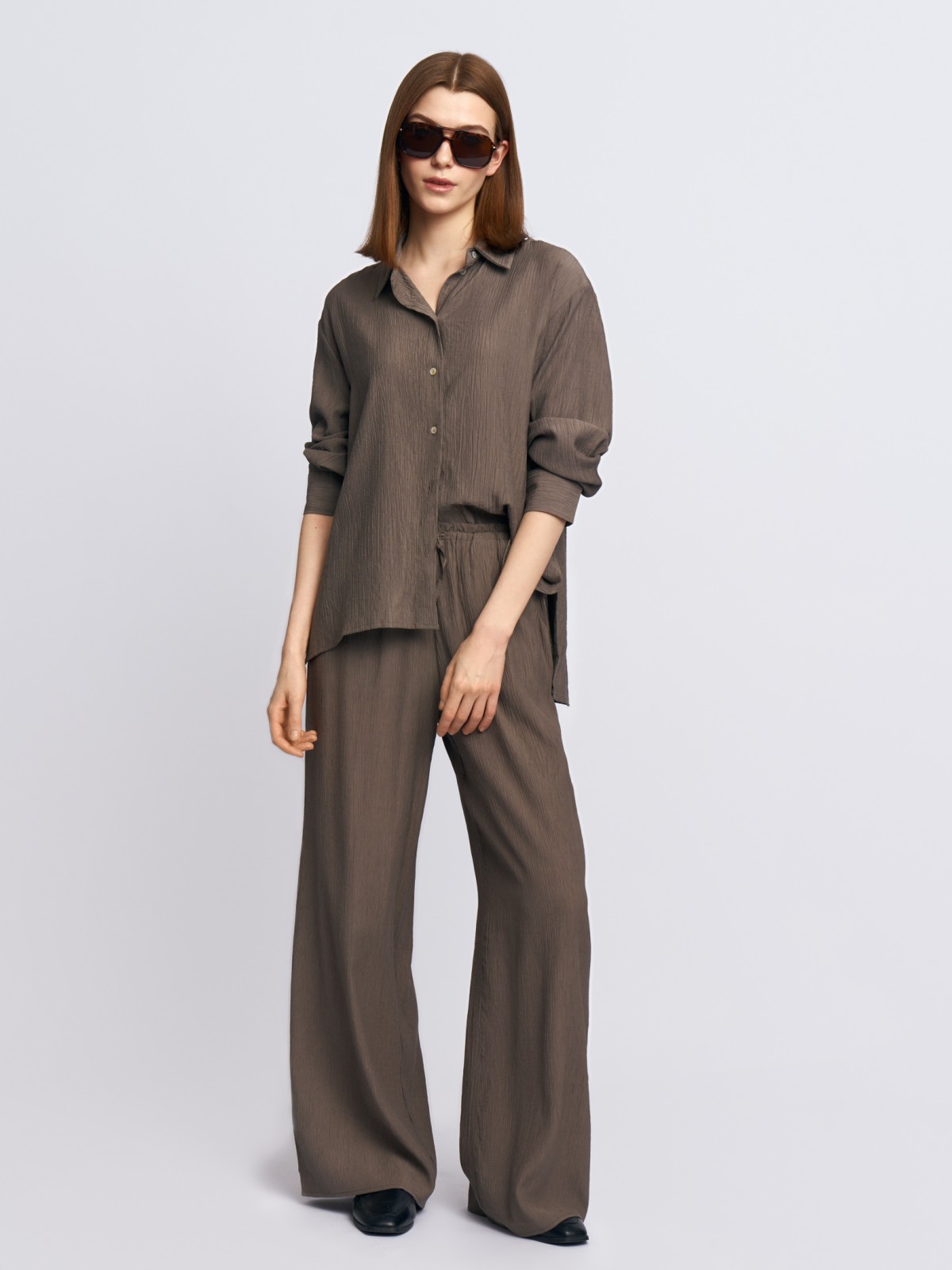 Прямые брюки на резинке с кулиской