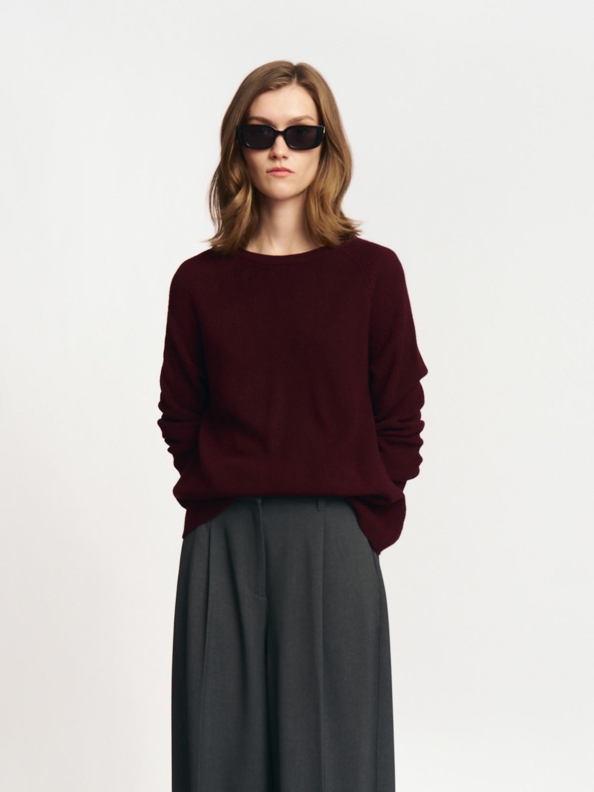 Вязаный джемпер из акрила с длинным рукавом