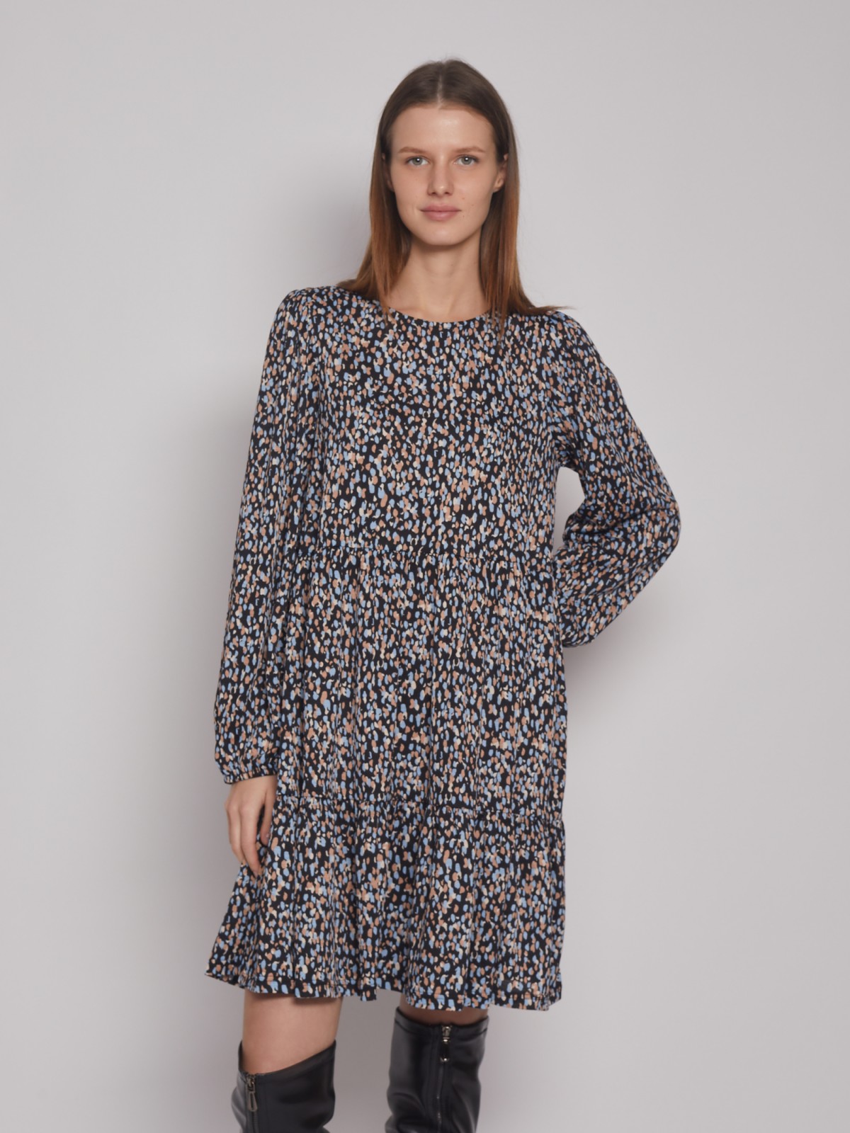 Ярусное платье мини с принтом Ярусное платье мини с принтом