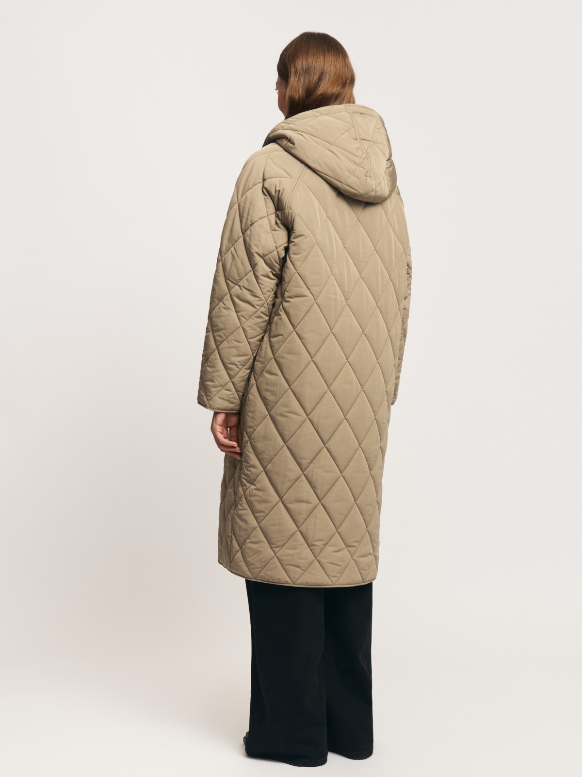 Длинная куртка-пальто на синтепоне с капюшоном