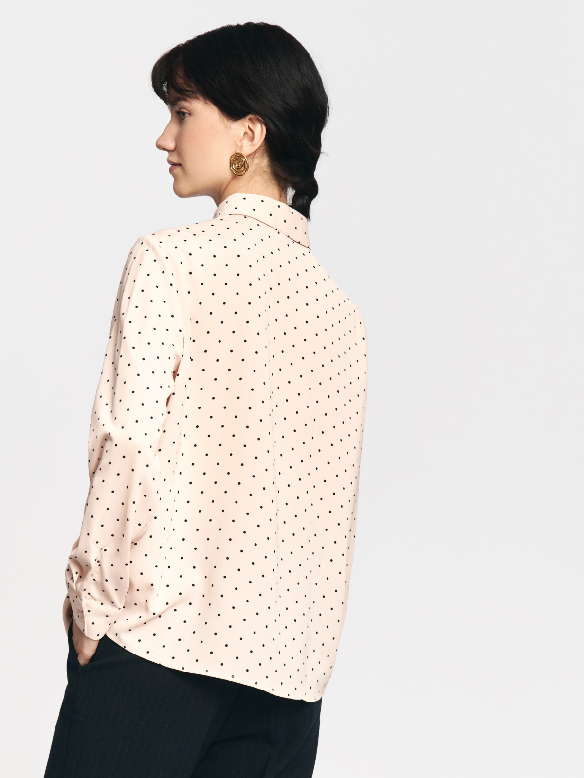 Рубашка прямого фасона в горошек