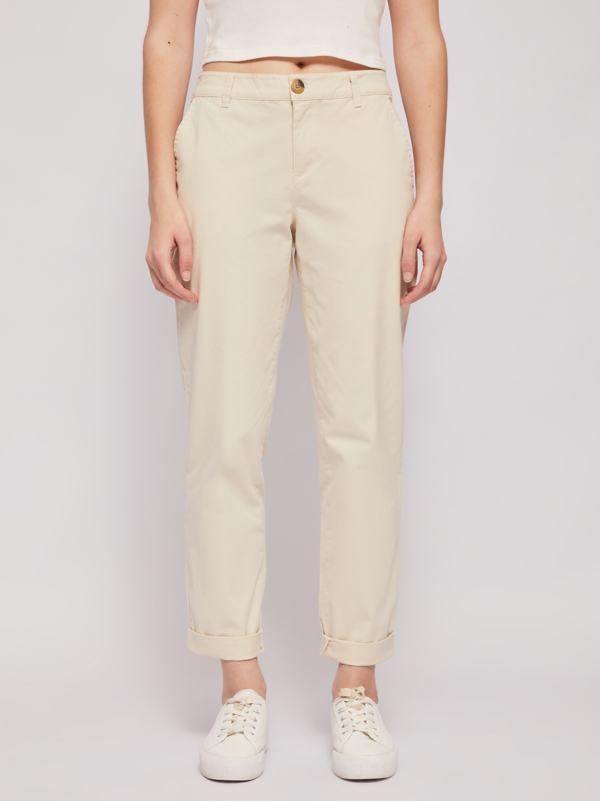 Брюки-чинос из хлопка со средней талией Брюки-чинос из хлопка со средней талией