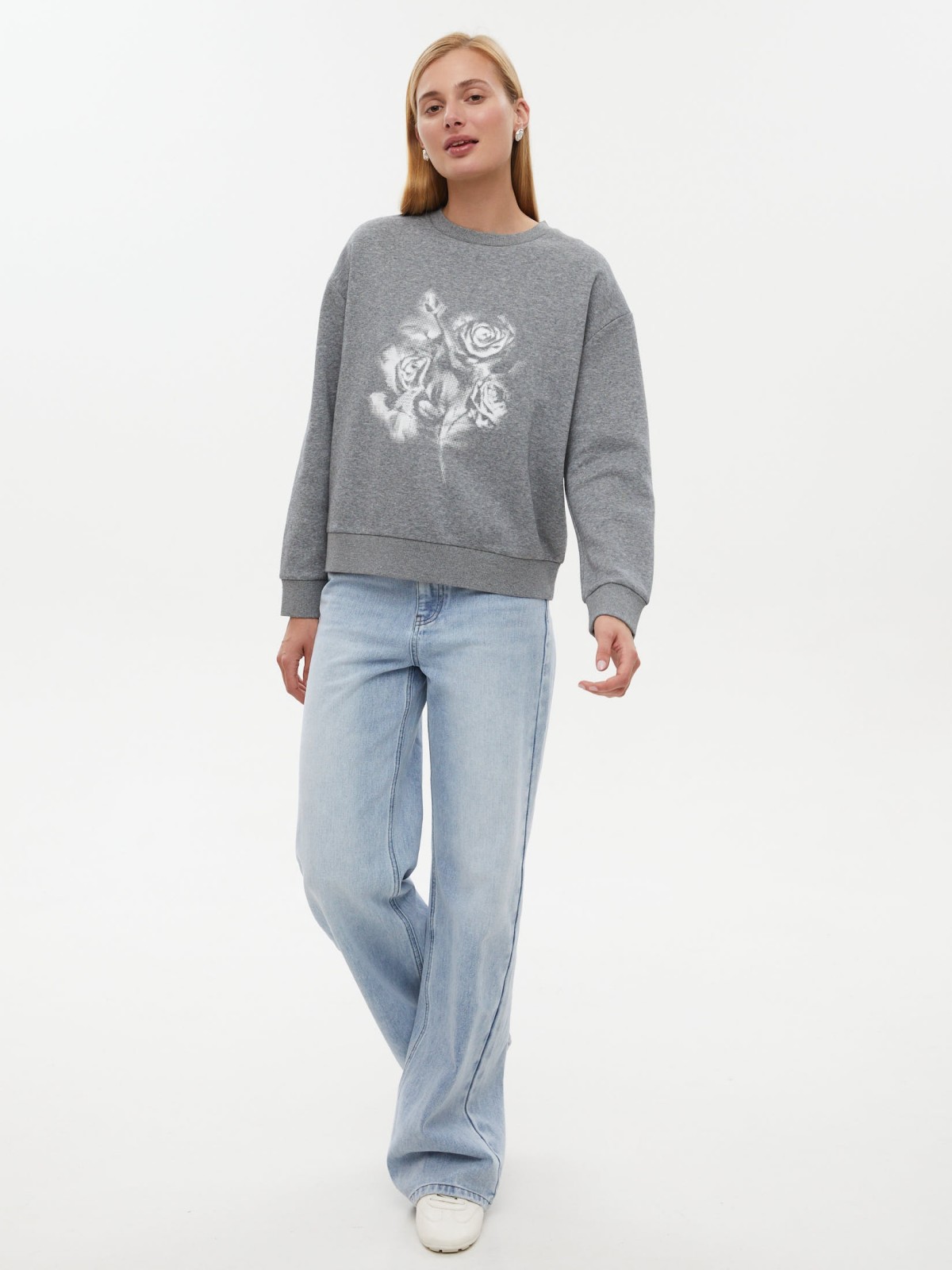 Утеплённый свитшот с начёсом и принтом