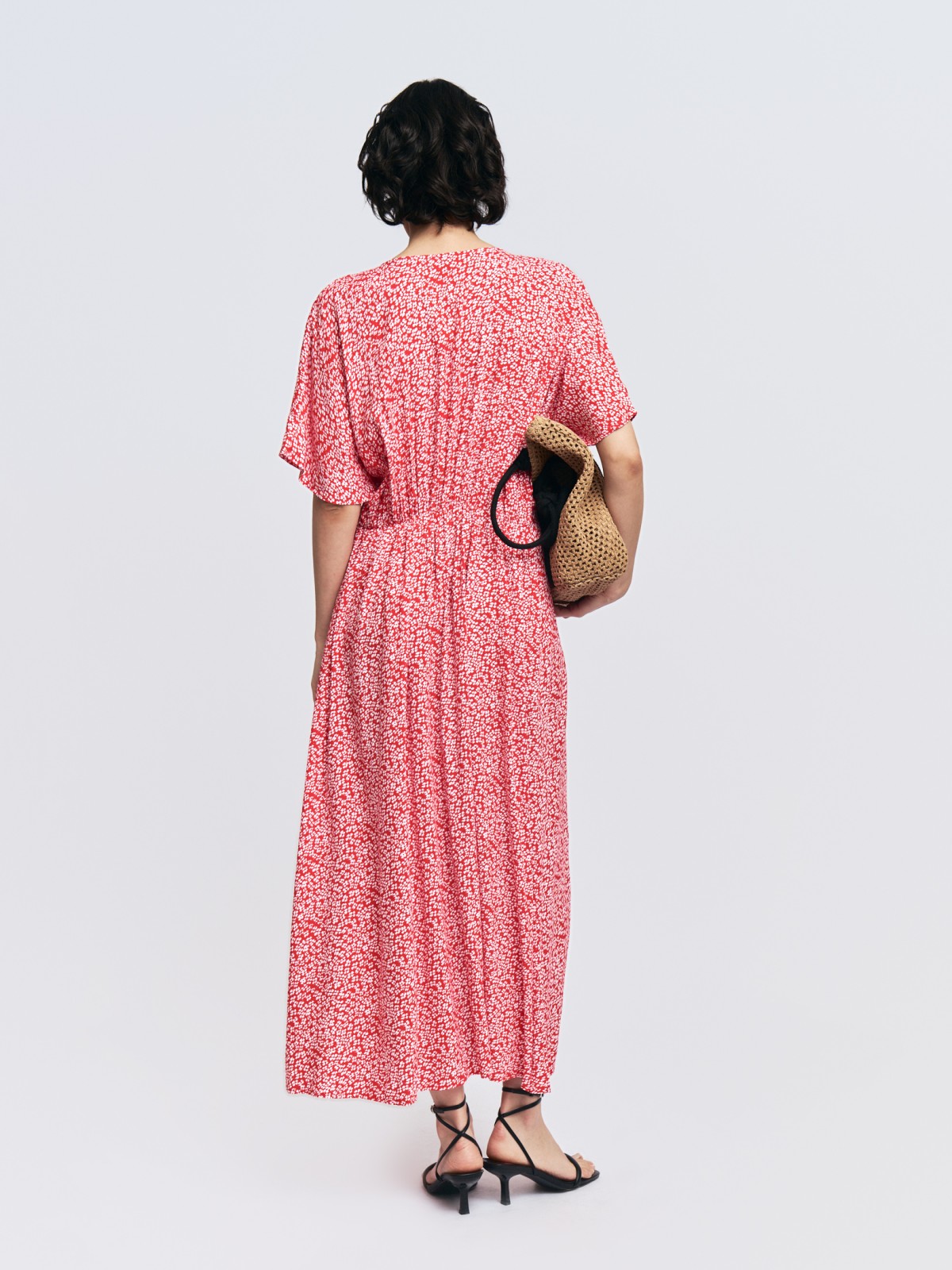 Платье из вискозы с цветочным принтом и драпировкой