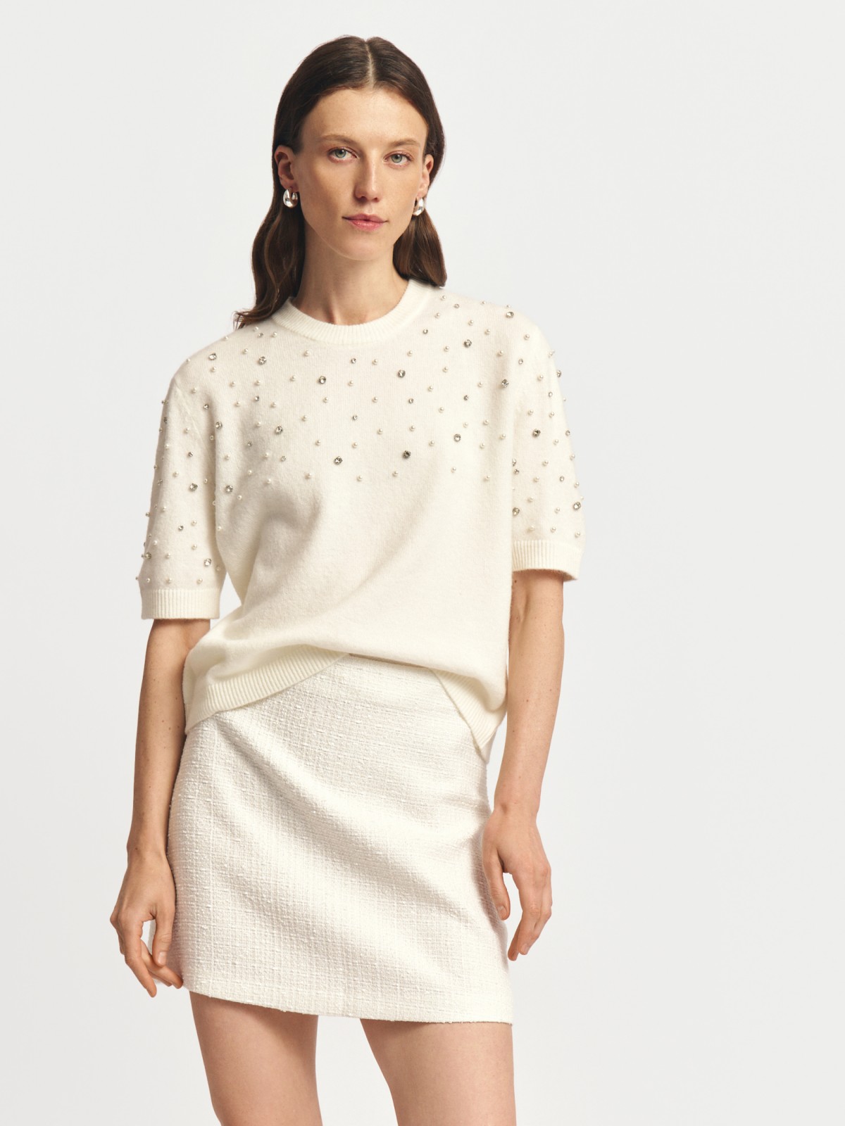 Вязаный джемпер с шерстью и декором