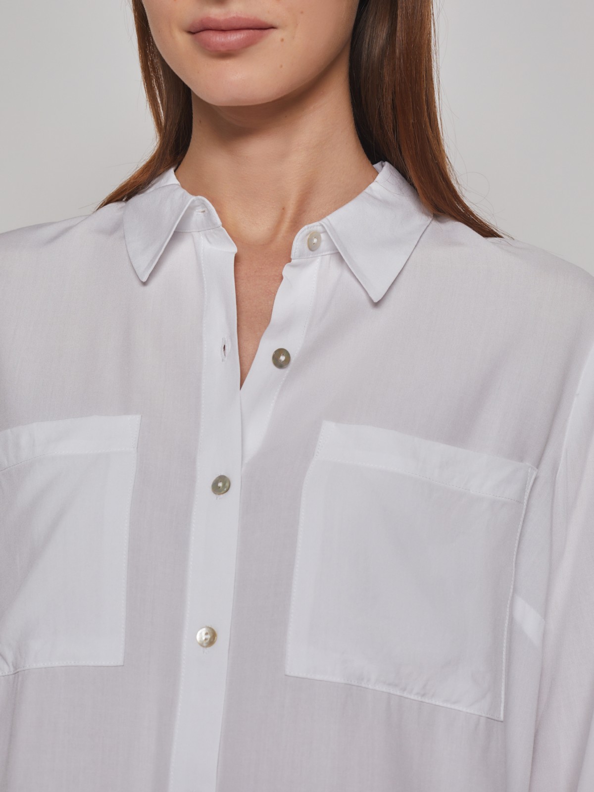 Блузка с  длинными рукавами zolla 22313117Y012, цвет молоко, размер XXS - фото 4