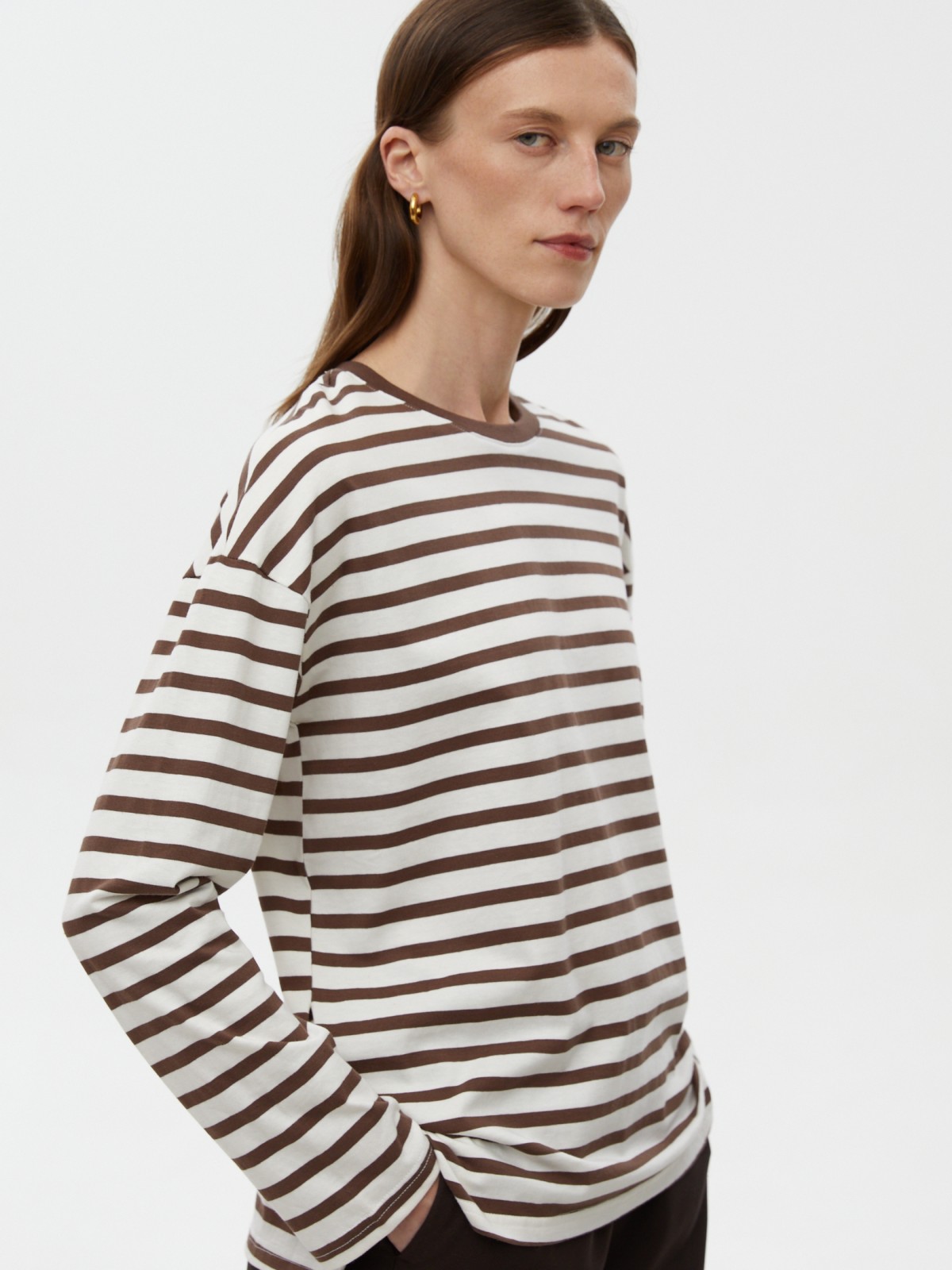 Лонгслив-тельняшка с узором в полоску из хлопка