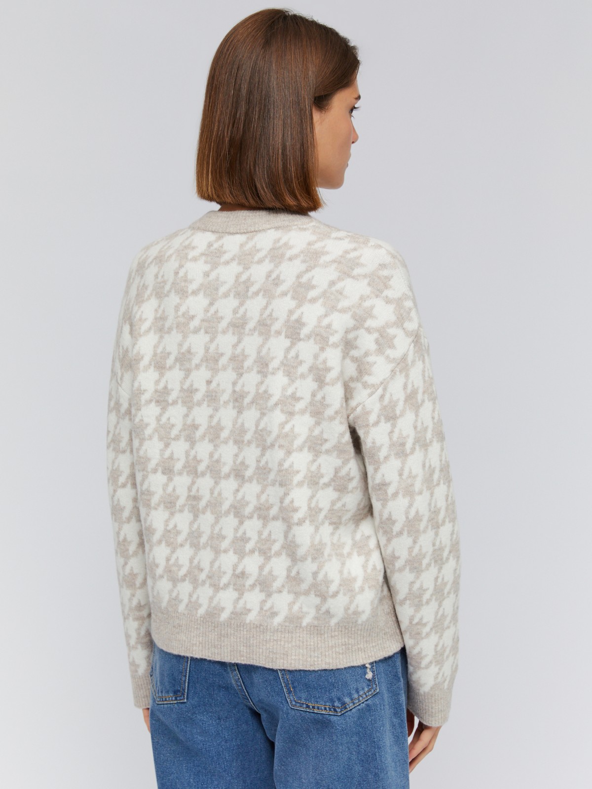 Вязаный джемпер расслабленного фасона с узором в клетку