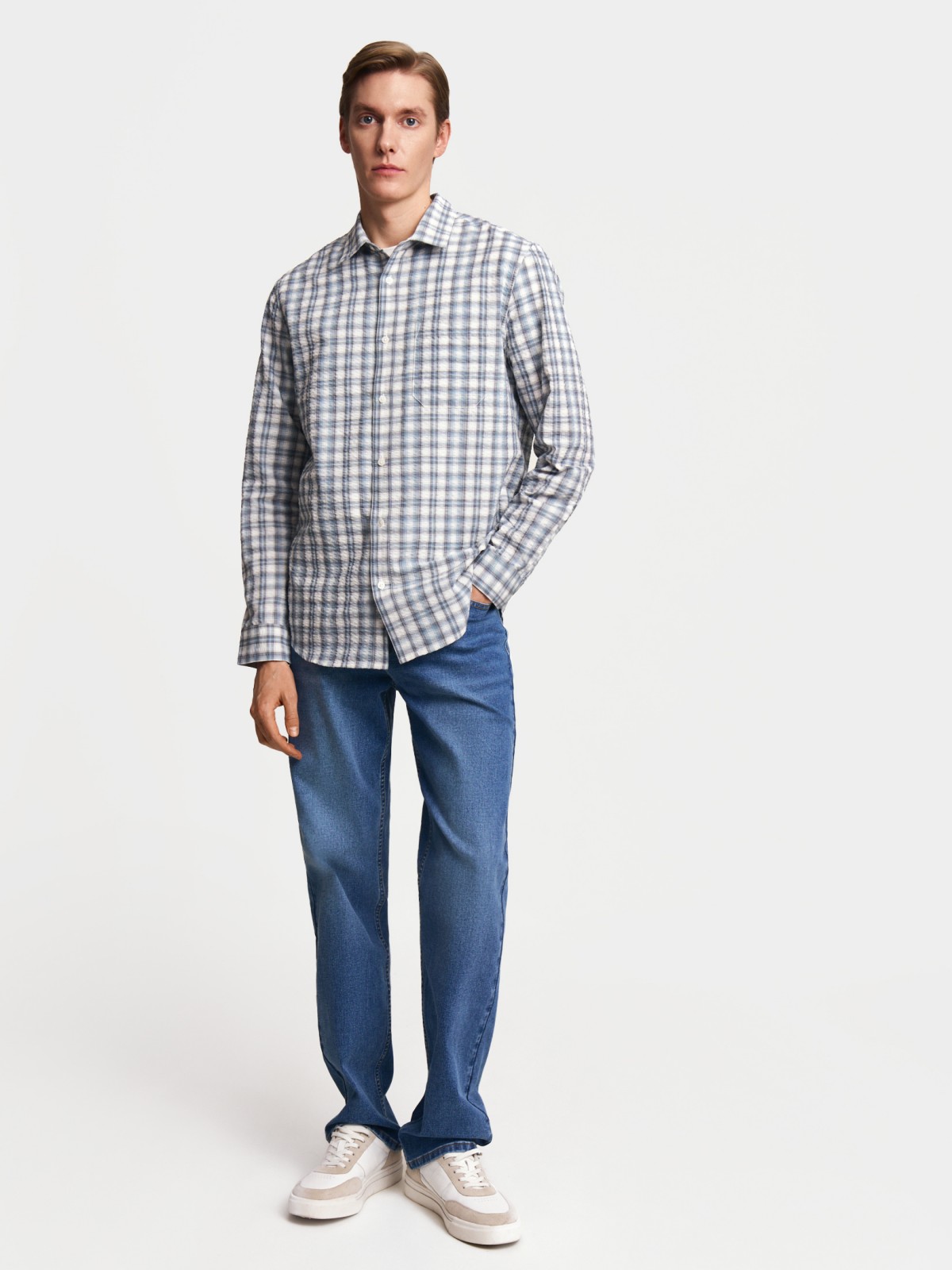 Рубашка в клетку с длинным рукавом