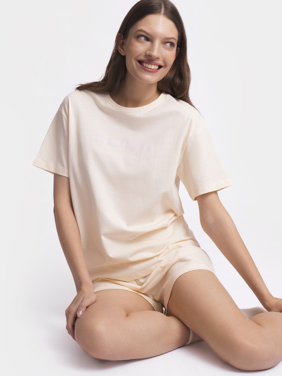 Футболка оверсайз из хлопка с принтом