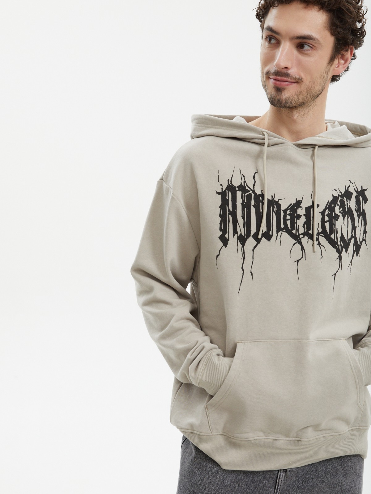 Худи с капюшоном и принтом-надписью