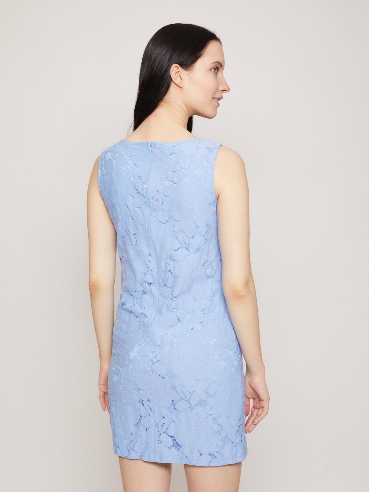 Кружевное платье мини zolla 02126829F262, цвет светло-голубой, размер XS - фото 5