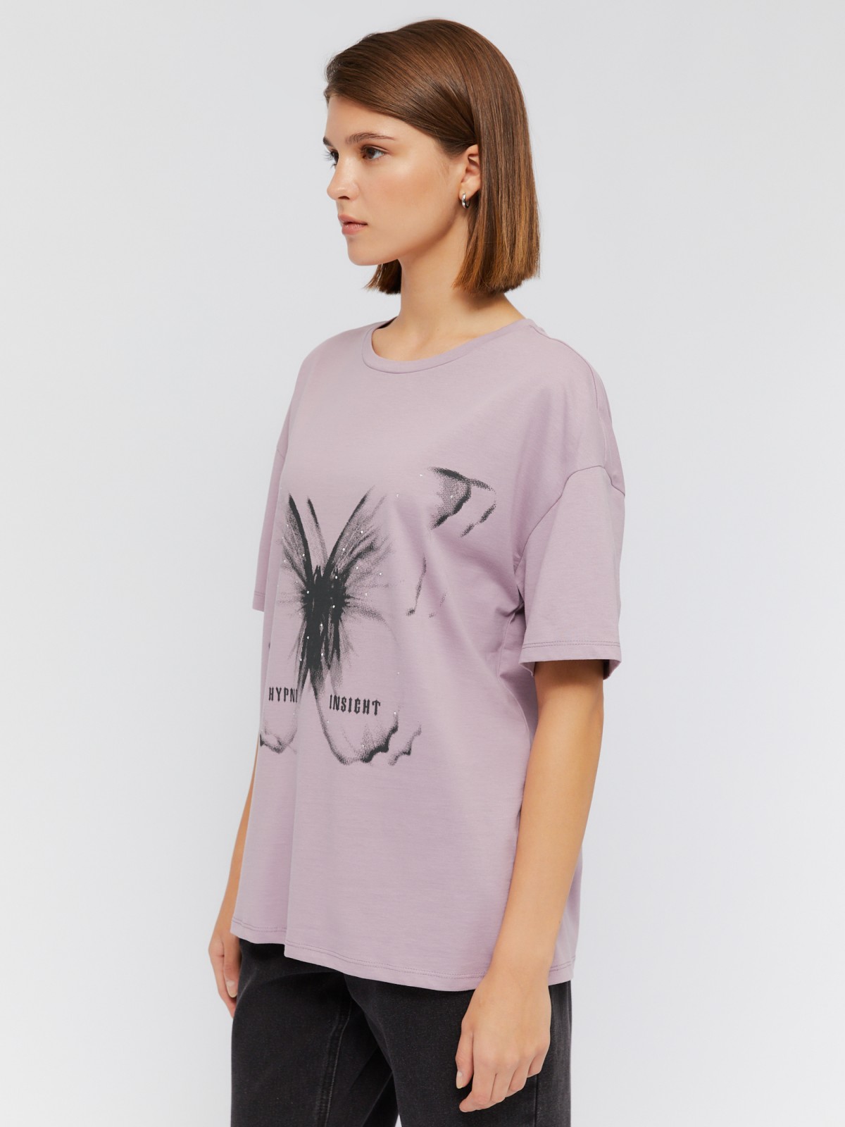 Футболка оверсайз силуэта из хлопка с принтом