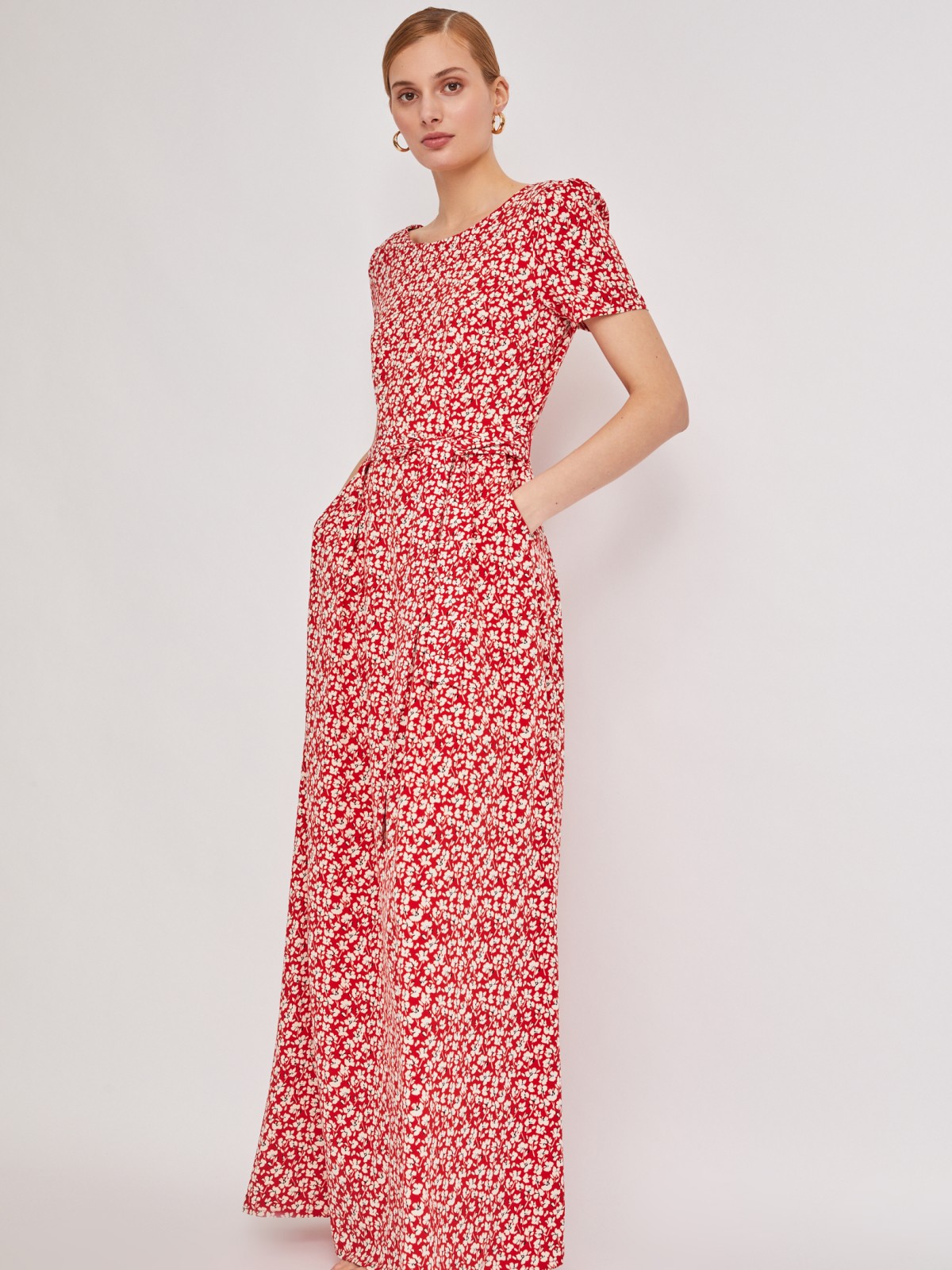 Платье длины макси с поясом zolla 22323827Y063, цвет красный, размер S - фото 2