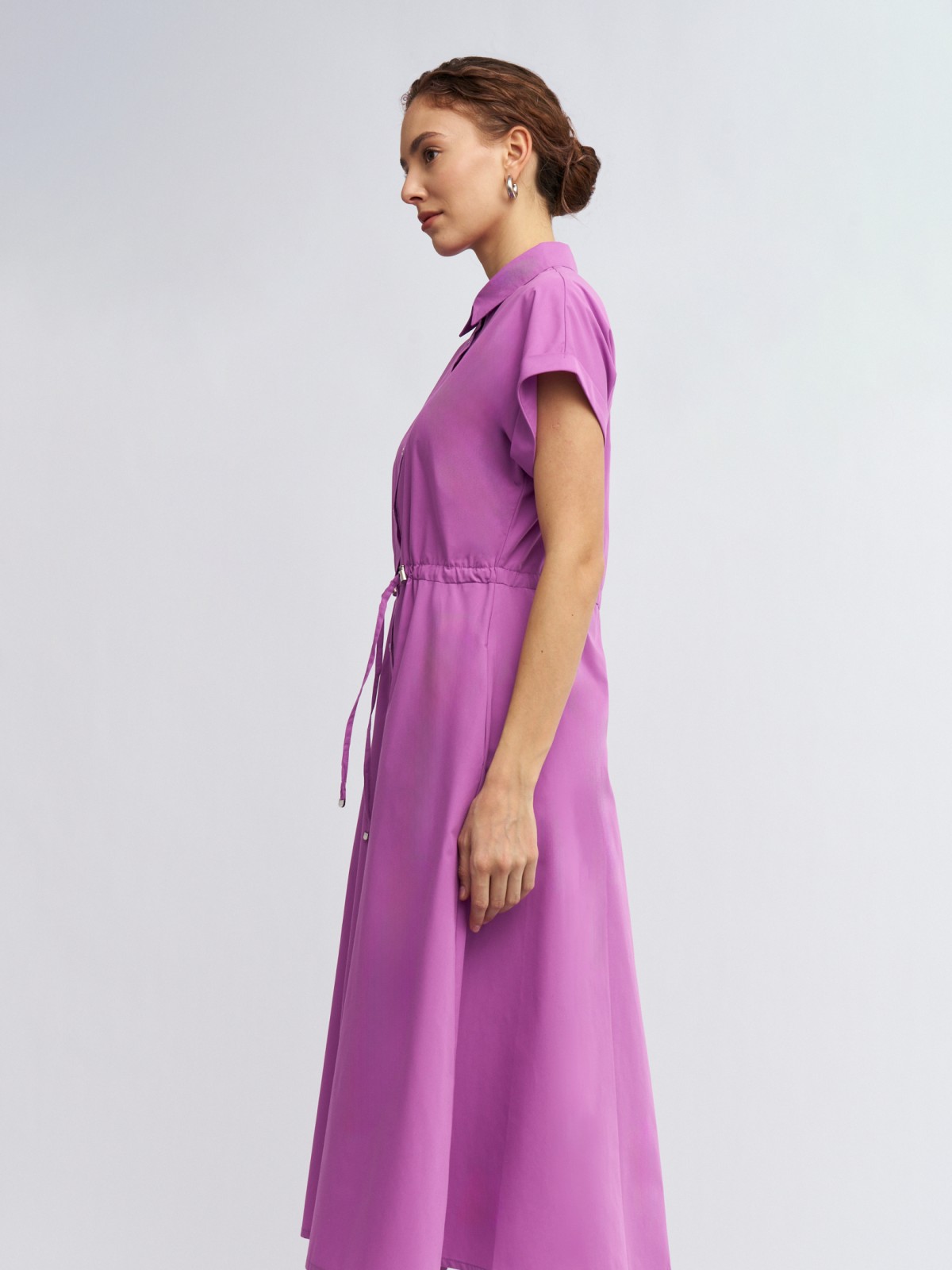 Платье-рубашка миди на кулиске