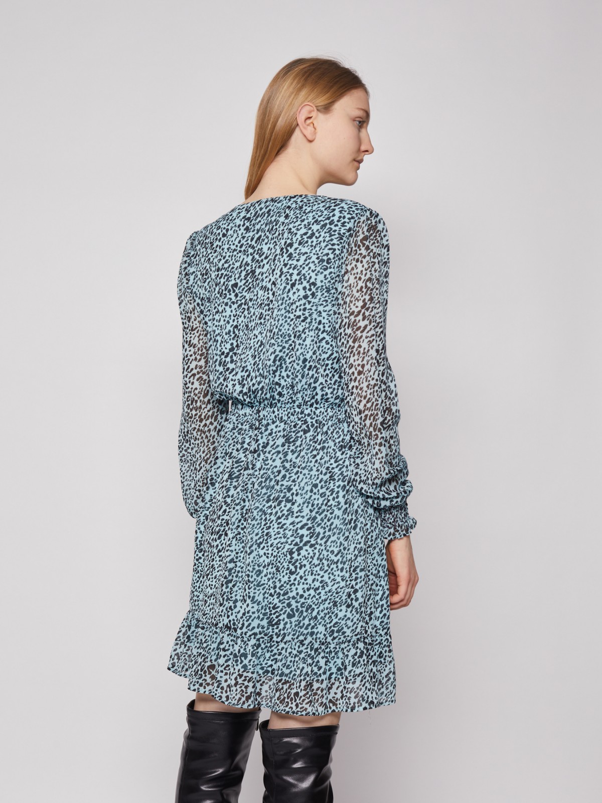 Шифоновое платье с леопардовым принтом zolla 02213824Y183, цвет мятный, размер XS - фото 6