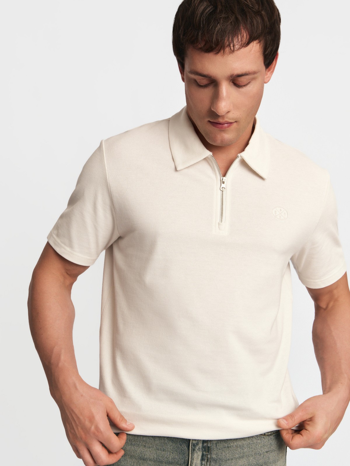 Футболка поло из хлопка на молнии