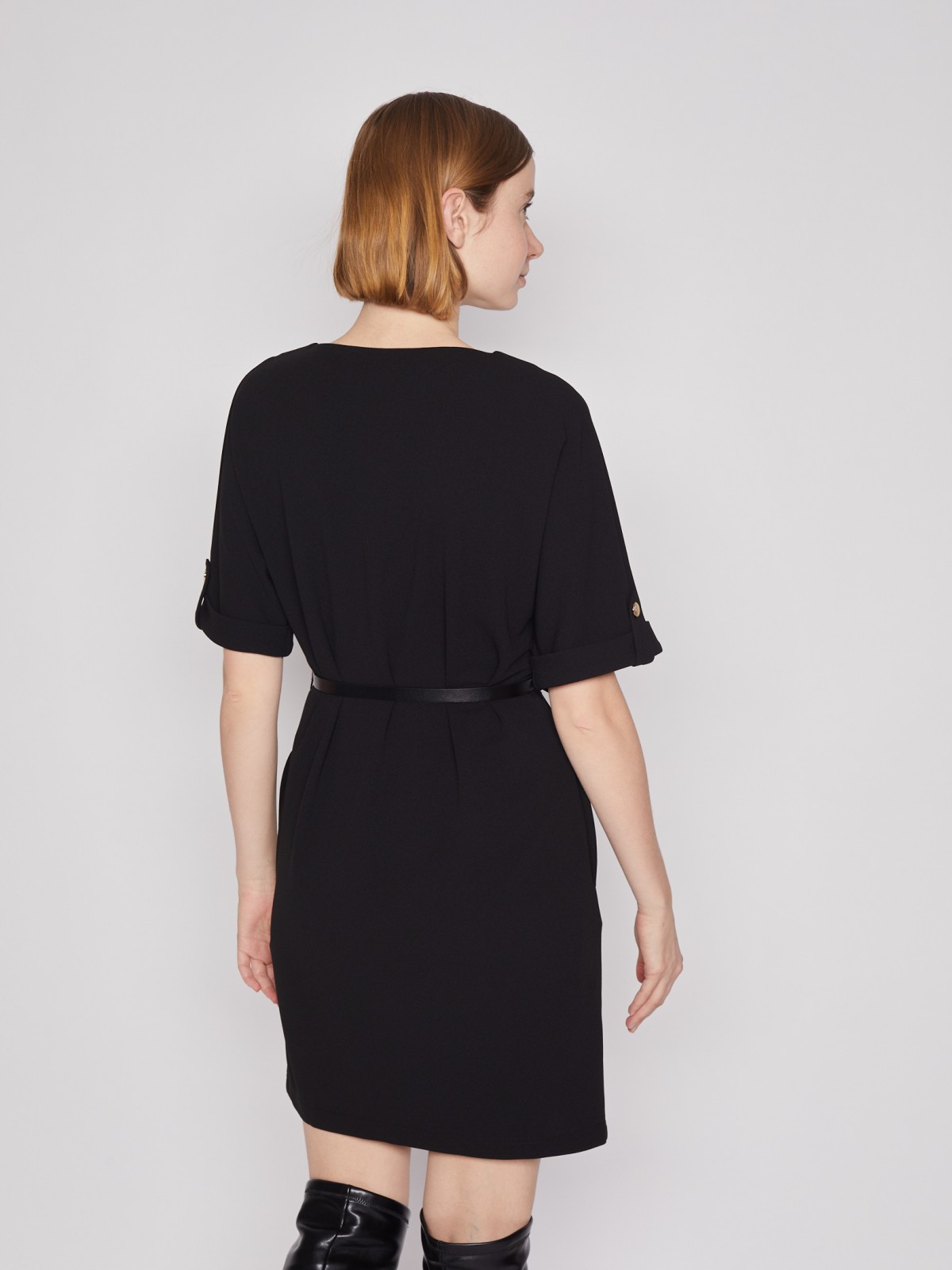 Платье с ремнём zolla 022138135022, цвет черный, размер S - фото 6