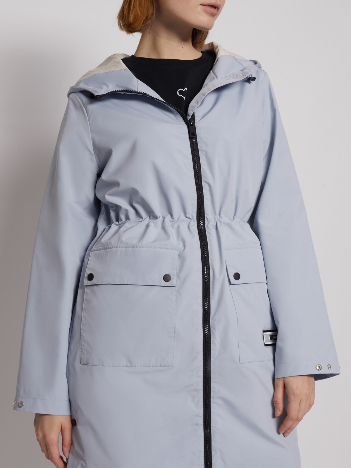Куртка с капюшоном zolla 02221570L124, цвет светло-голубой, размер XS - фото 4