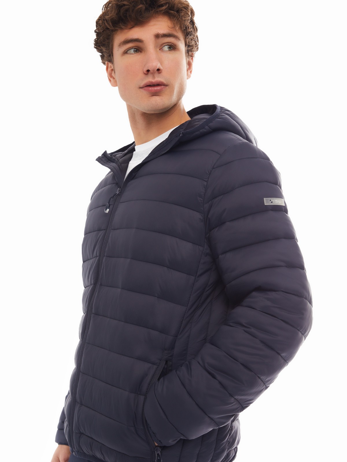 Лёгкая утеплённая стёганая куртка на молнии с капюшоном zolla 01412512N074, цвет синий, размер M - фото 3