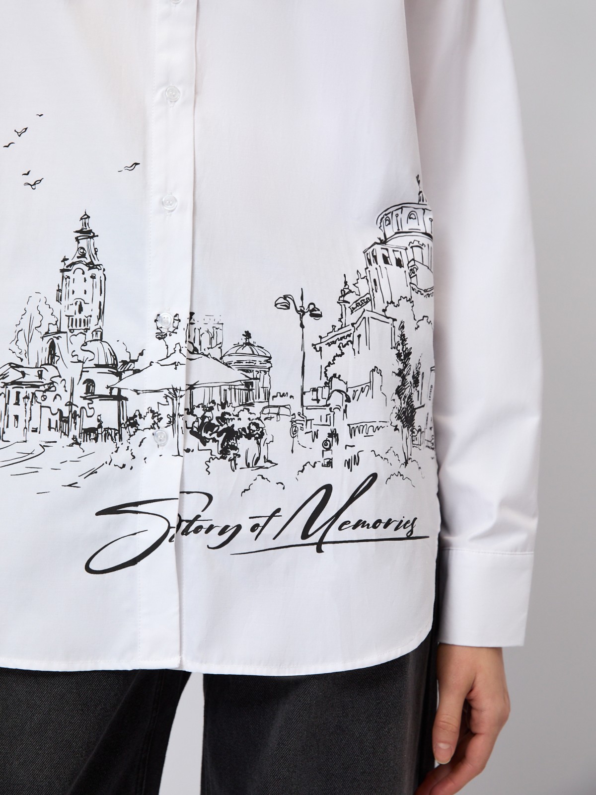 Рубашка свободного удлинённого силуэта с принтом