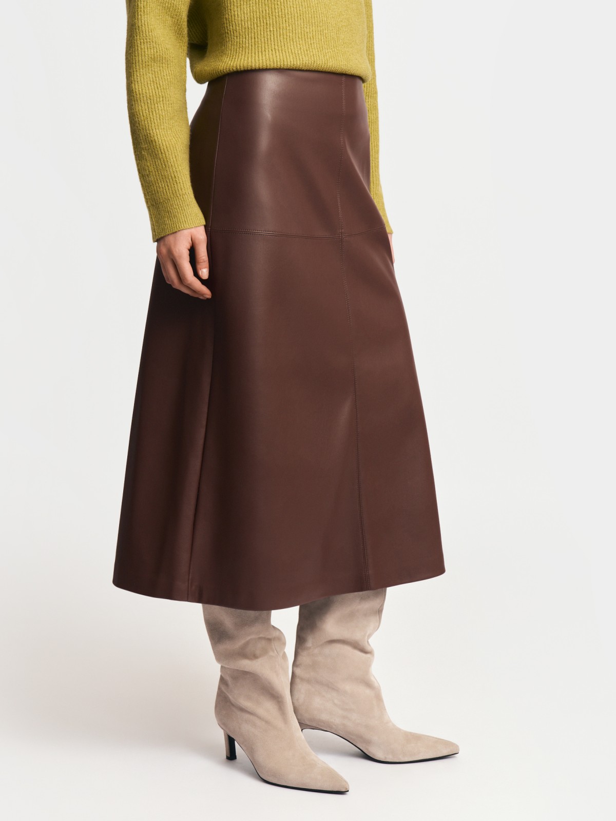 Юбка миди из экокожи