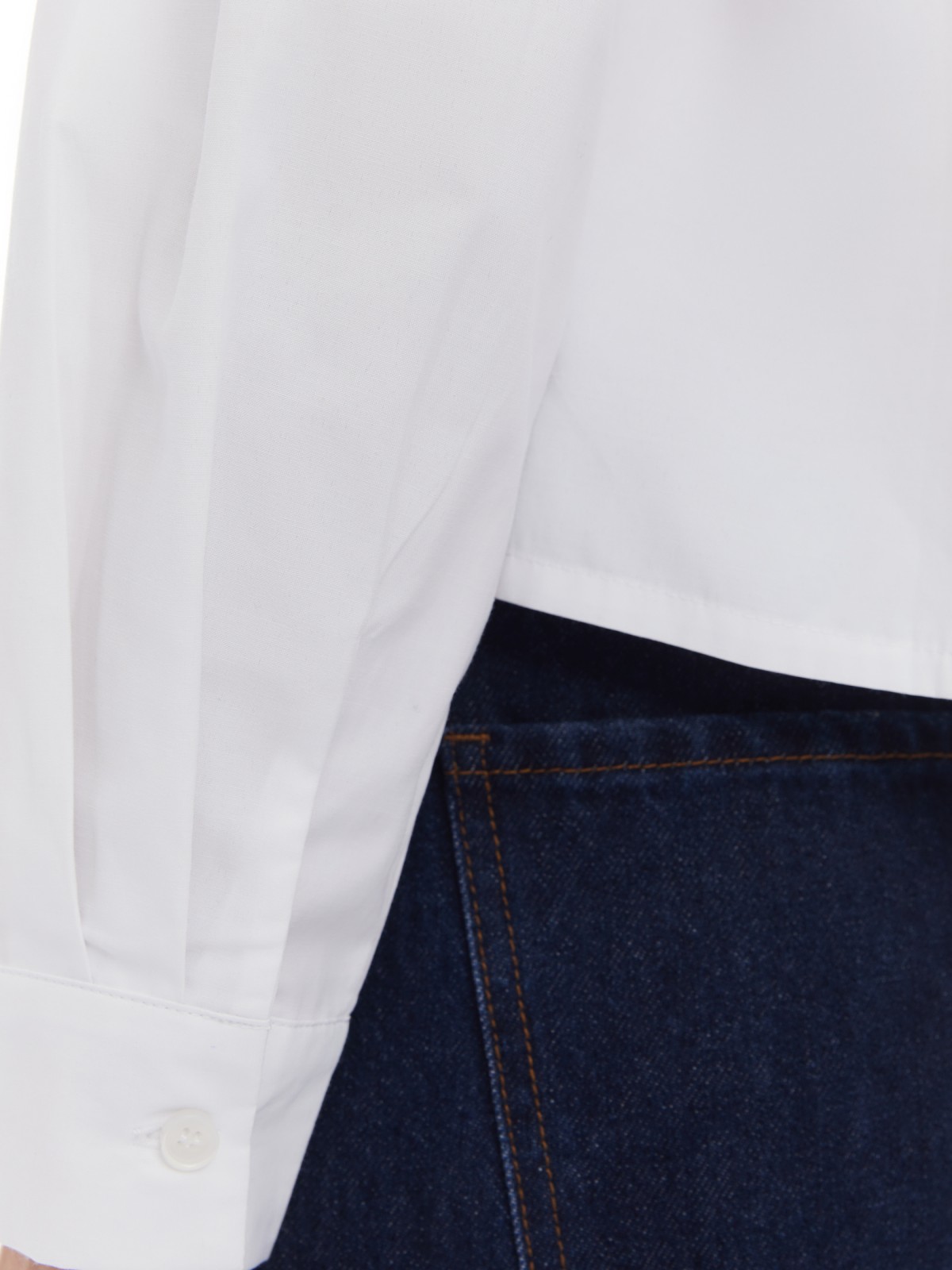 Укороченная рубашка оверсайз силуэта zolla 02412118Y043, цвет белый, размер XXS - фото 5