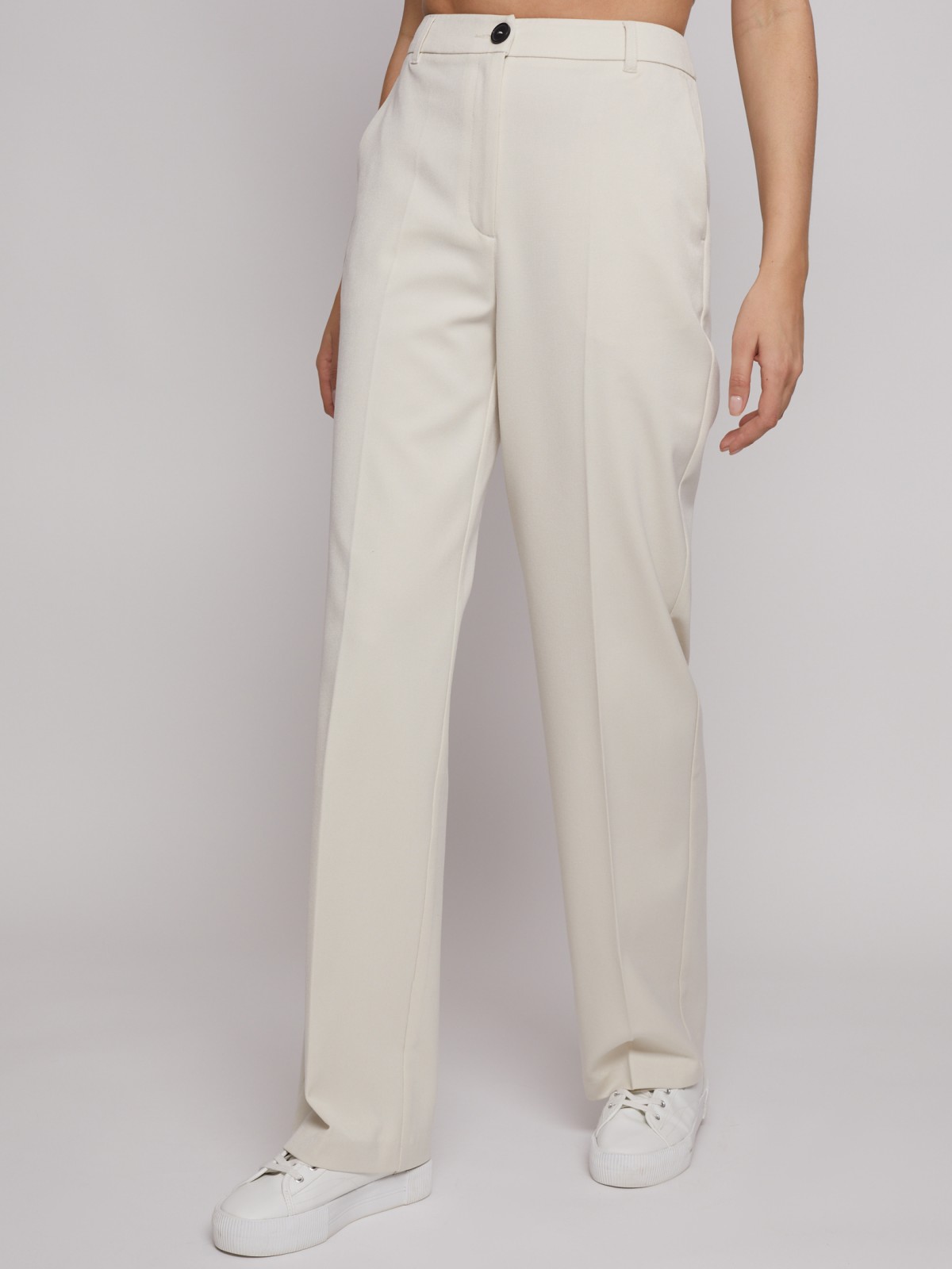 Прямые брюки со стрелками zolla 022217366131, цвет молоко, размер XS - фото 3