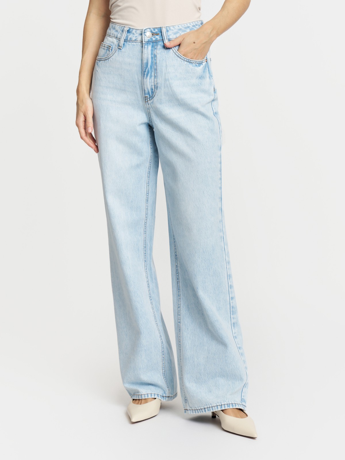 Джинсы прямого силуэта с высокой посадкой