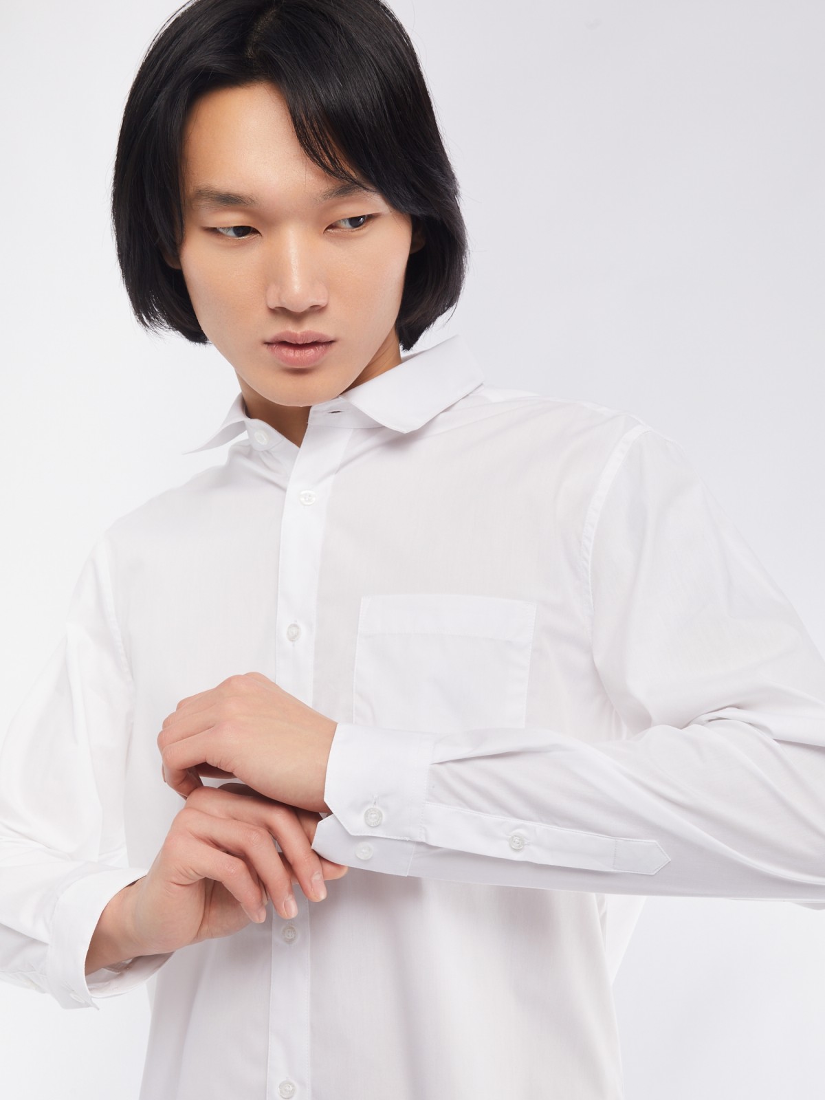Офисная рубашка прямого силуэта с карманом zolla 014112162112, цвет белый, размер M - фото 3