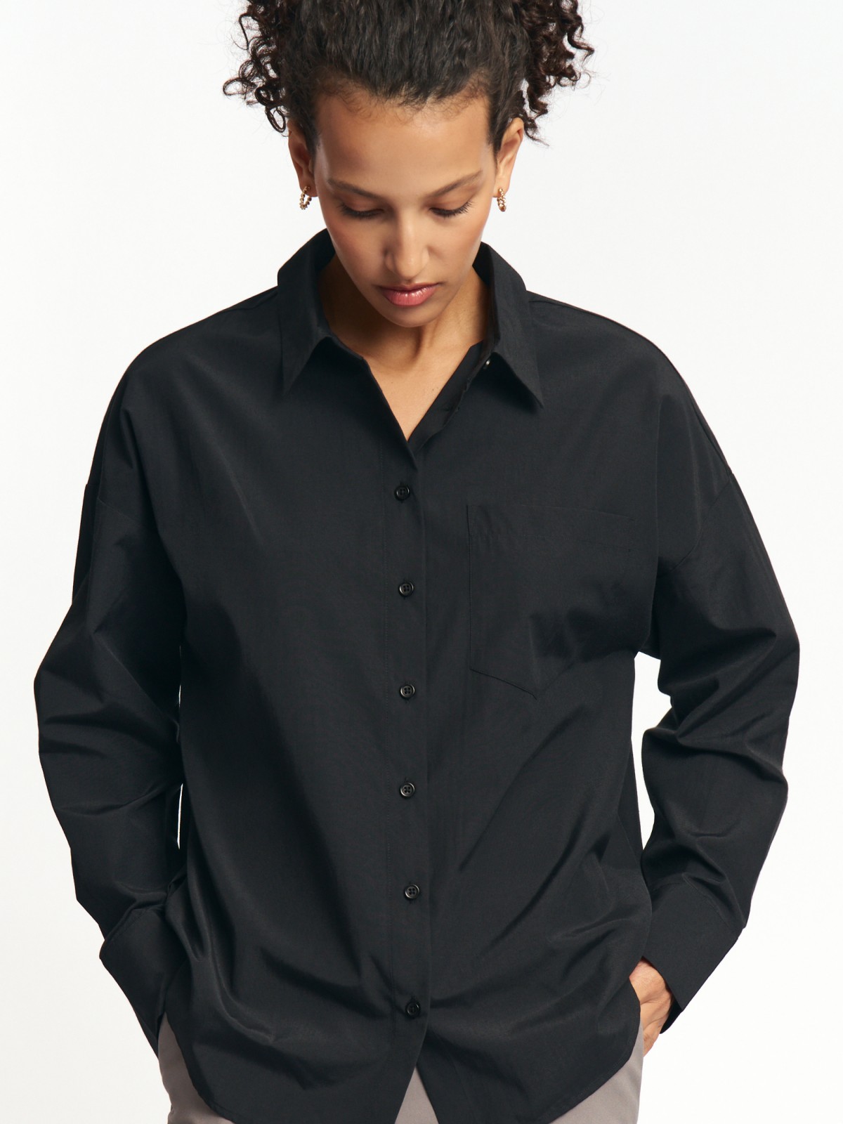 Рубашка свободного силуэта с карманом