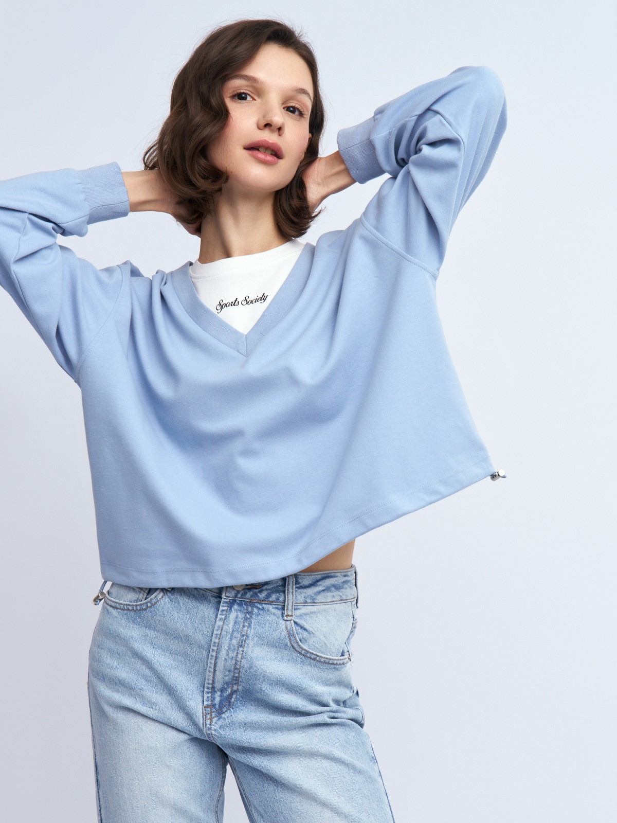 Комбинированный трикотажный свитшот