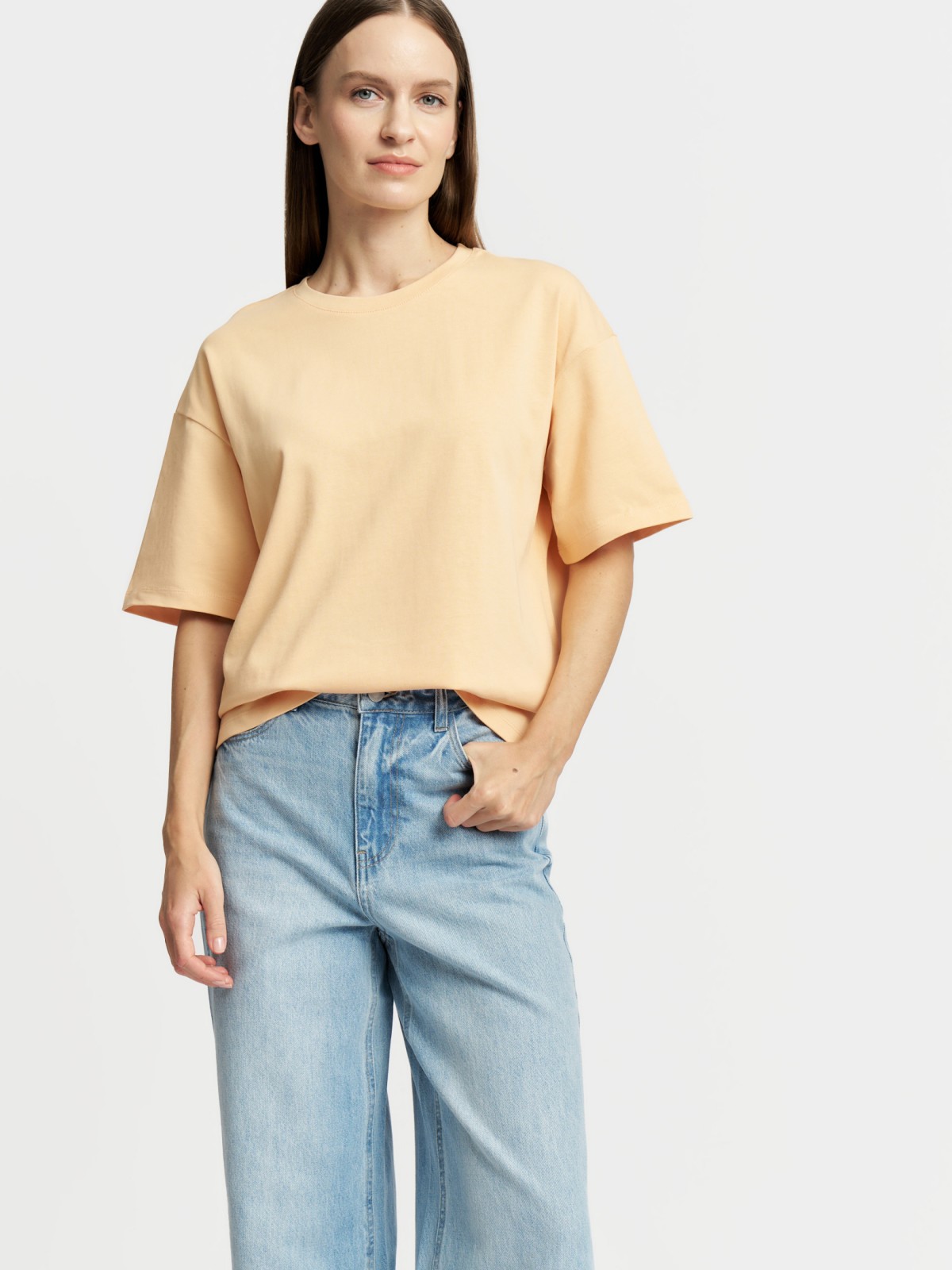 Футболка оверсайз из хлопка однотонная