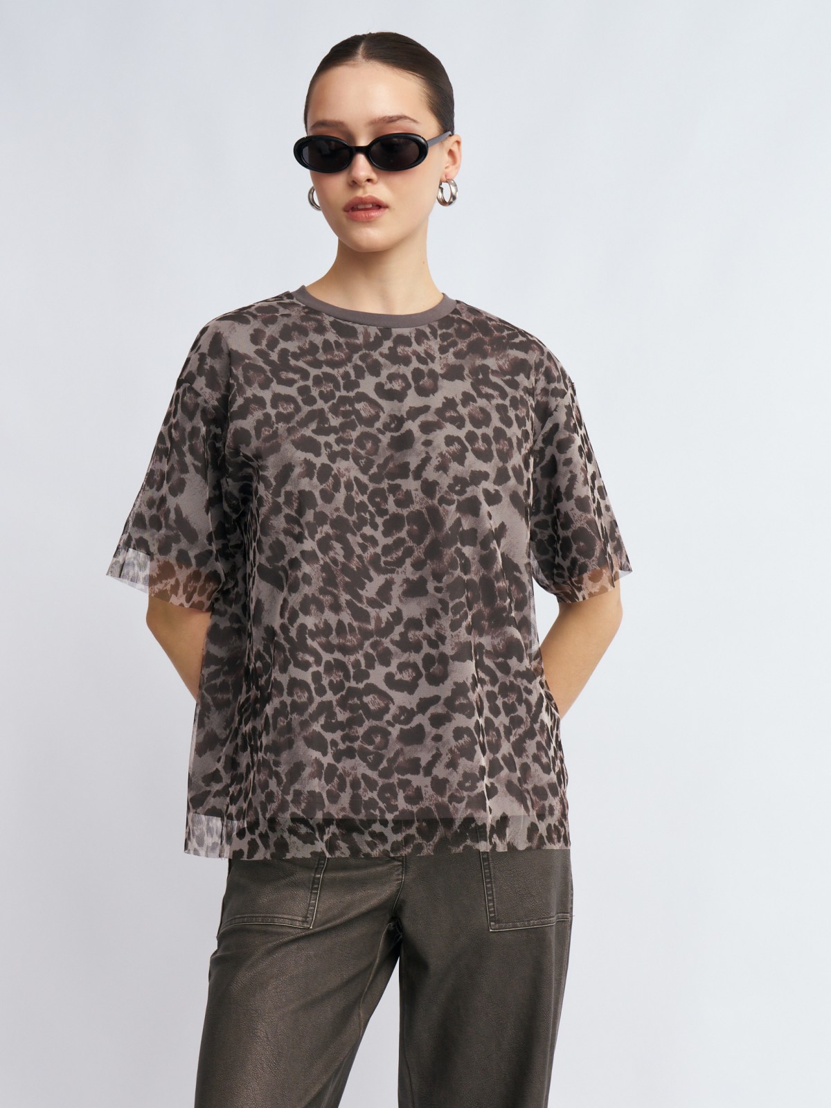 Двойная футболка из хлопка и сетки