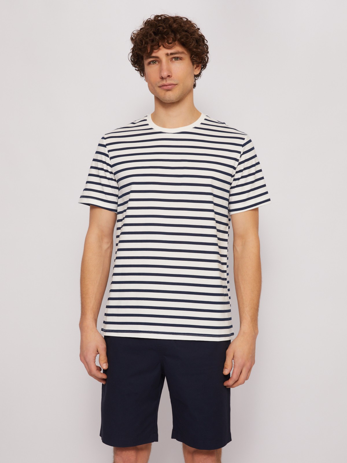 Футболка из хлопка в полоску с коротким рукавом