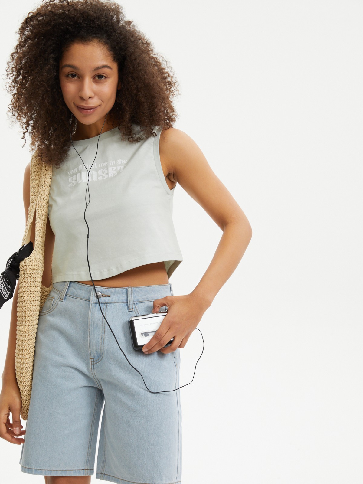 Кроп-топ из хлопка без рукавов