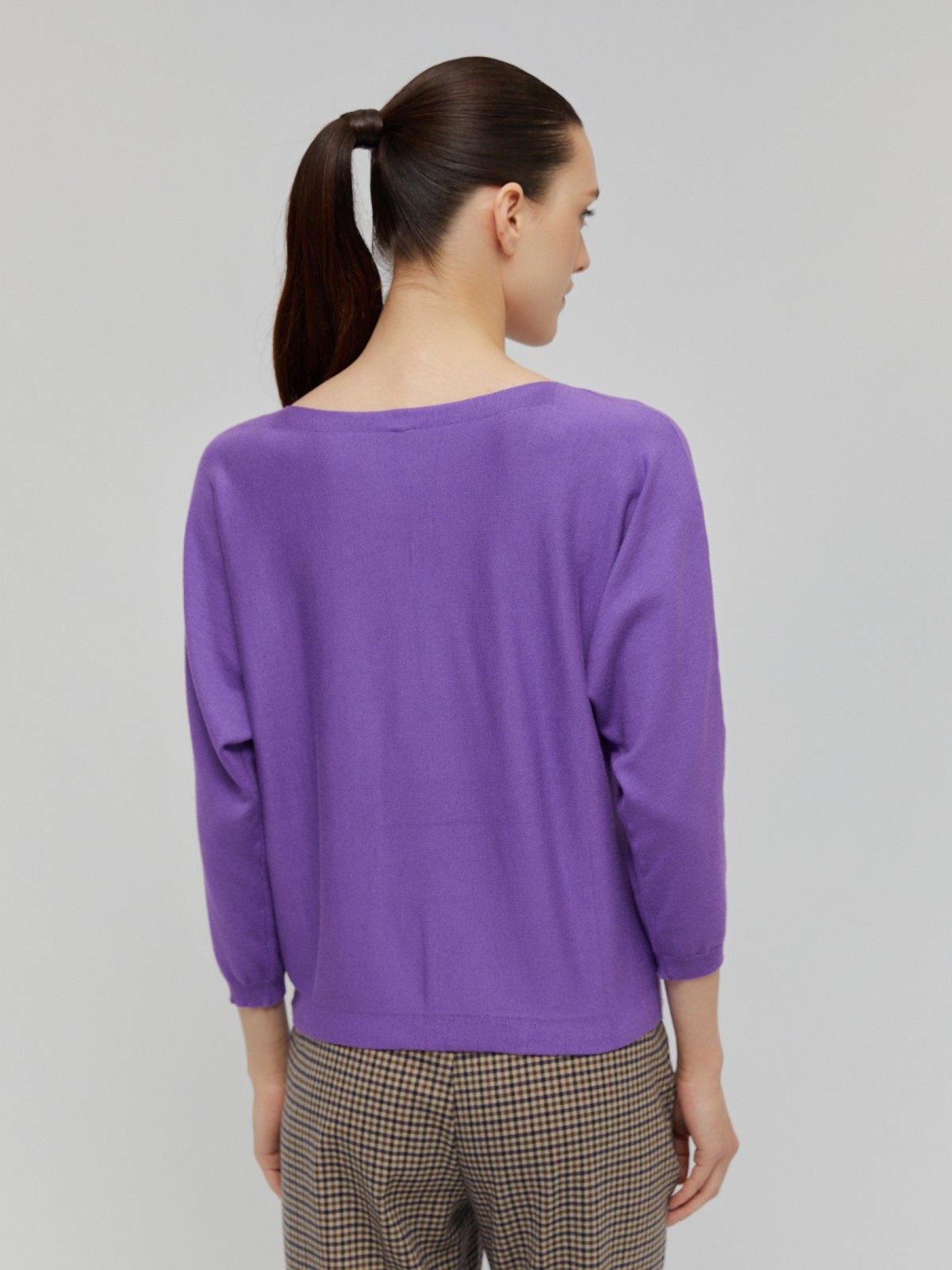 Джемпер из вязаного трикотажа с вырезом-лодочка