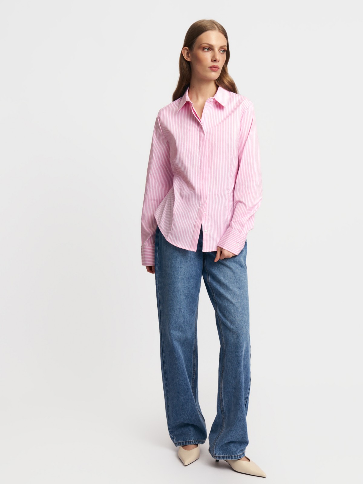 Рубашка в полоску с длинным рукавом