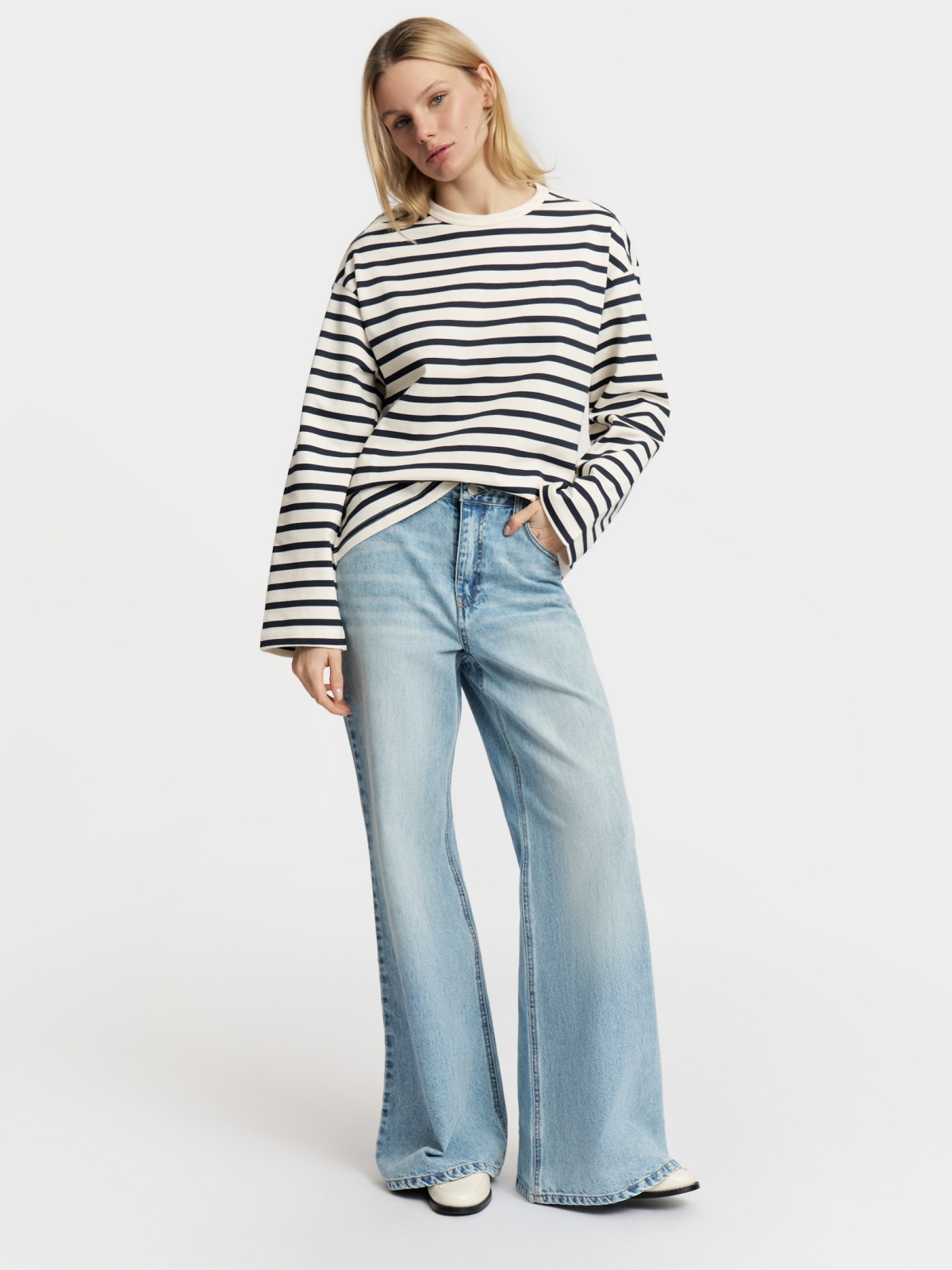 Лонгслив-тельняшка из хлопка в полоску