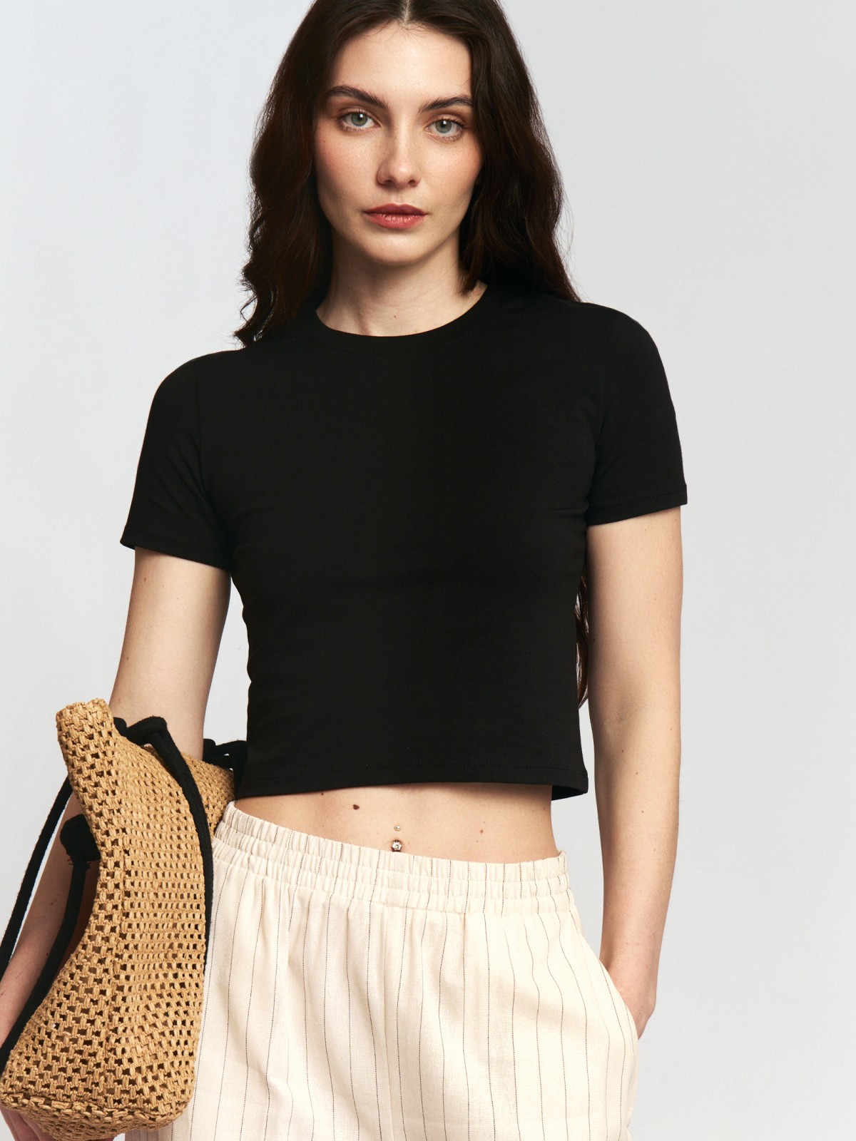 Футболка-топ из хлопка с коротким рукавом